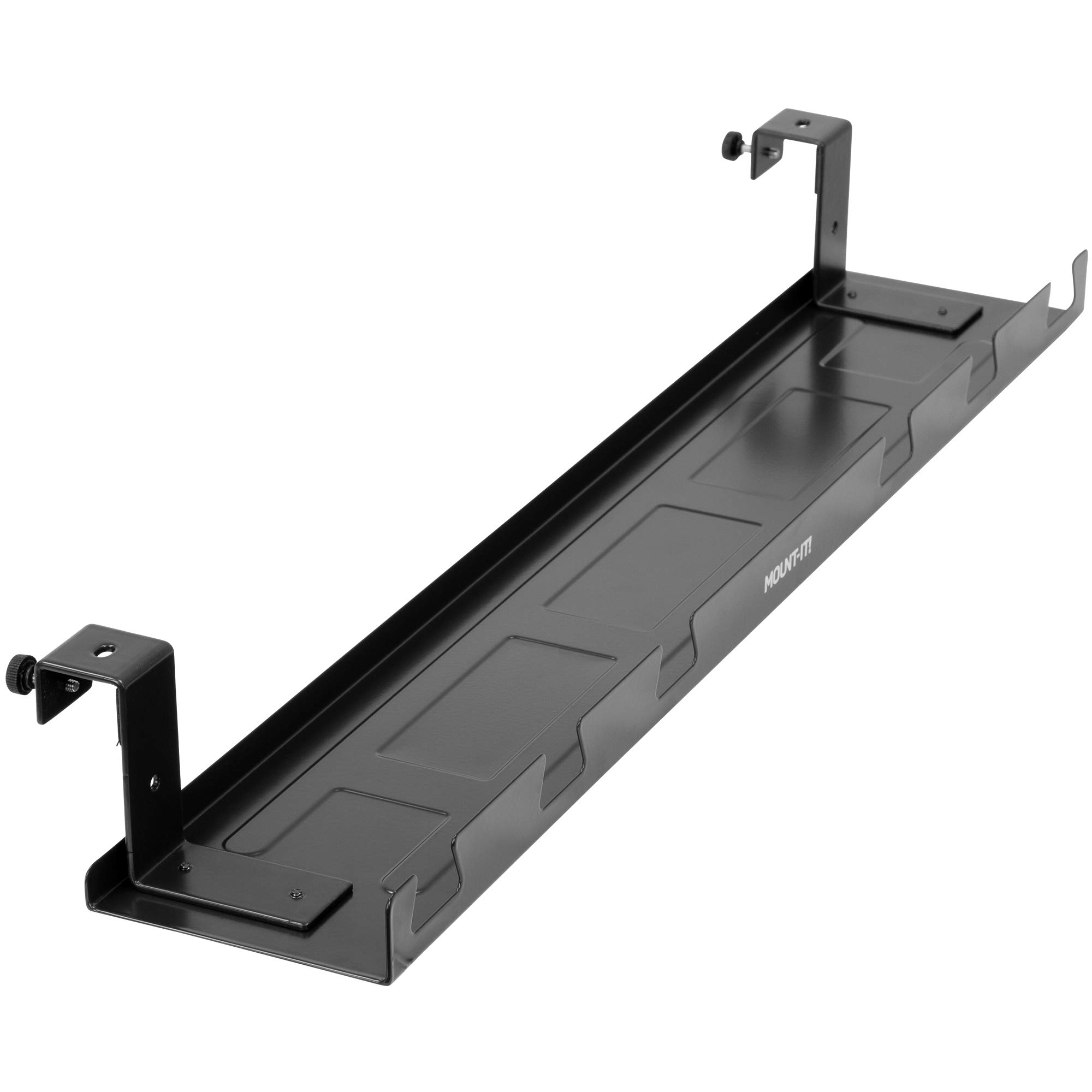 MOUNT-IT! 23-Inch Under Desk Cable Tray - Black Wire Management Basket Organizer for Computer, Laptop, Standing Desk & Workstation - Perfect for Home Office, Gaming Setup & Workspace Organization