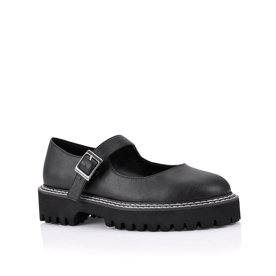 Nene Chunky Mary Jane Loafers for Women - Comfortable Black Slip-On Shoes for Work, Casual & Walking