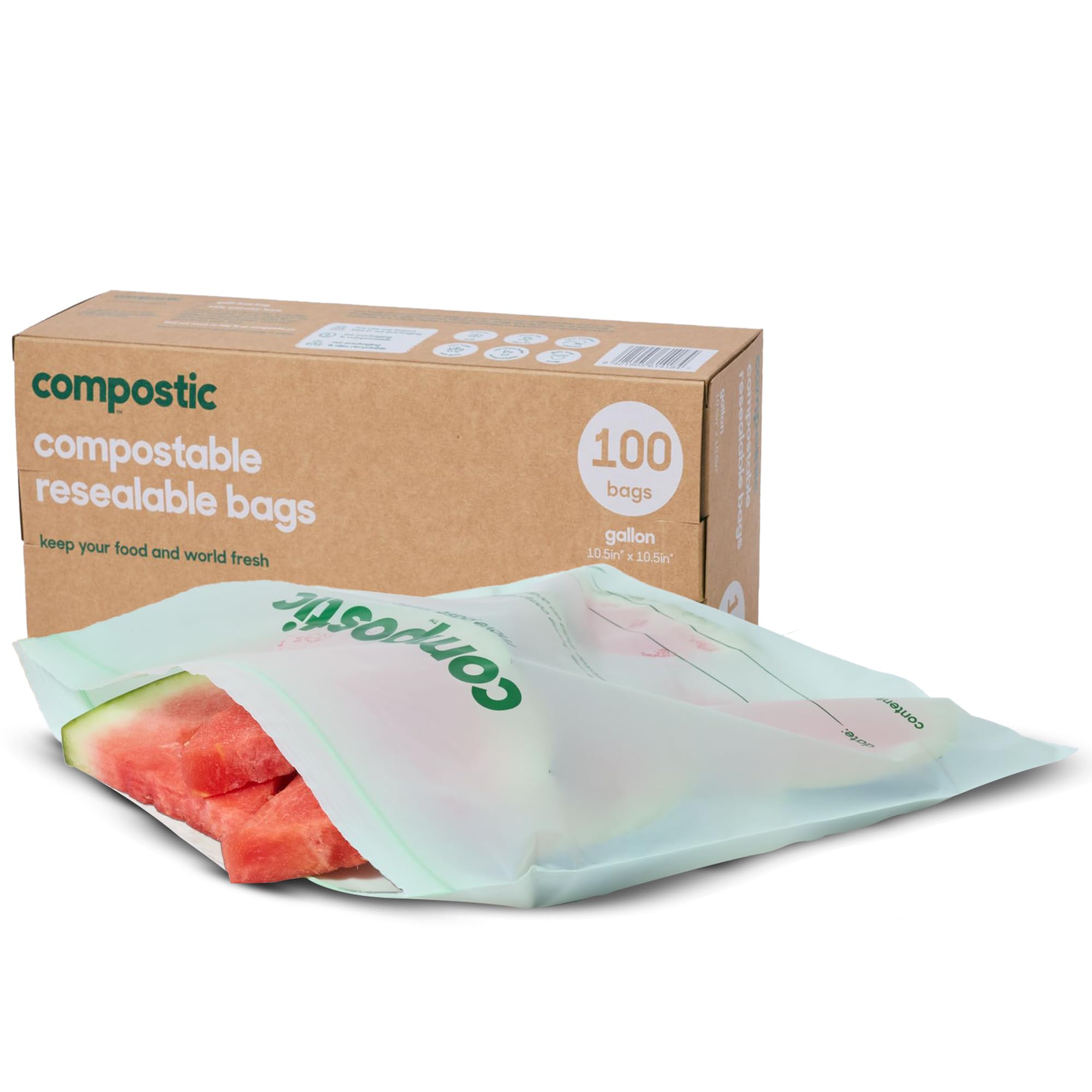**Eco-Friendly Home Compostable Resealable Gallon Bags (10.5