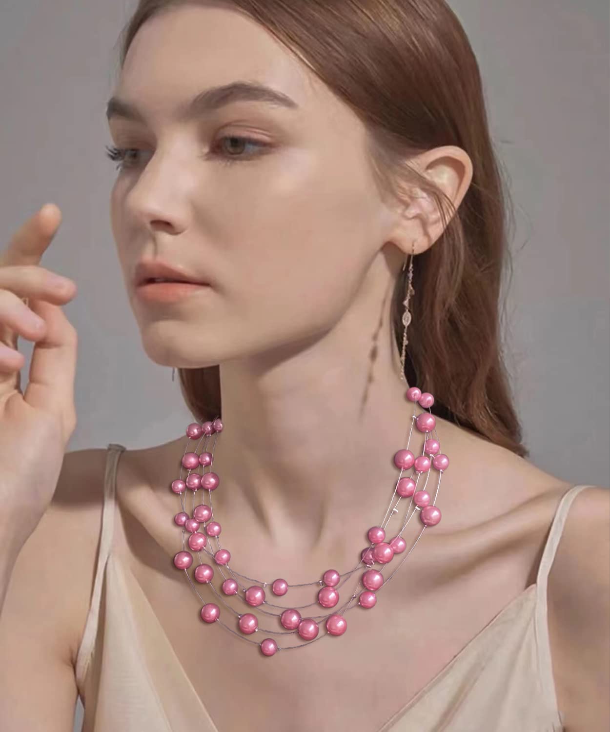 FULU AUTUMN Women's Layered Pearl Necklace - Multi-Strand Beaded Choker for Wedding, Party & Formal Events | Elegant Pearl Jewelry for Brides, Prom & Special Occasions