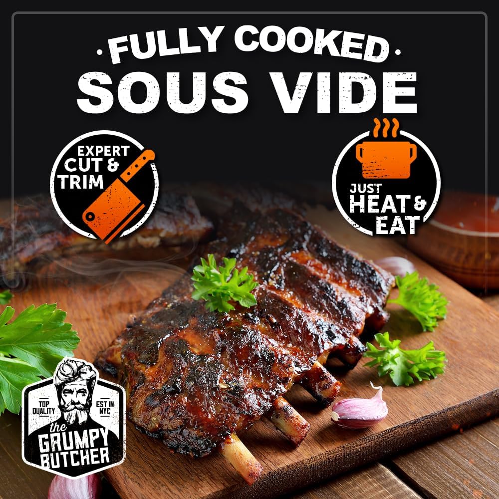 Premium Grumpy Butcher Steak House Meat Box - 4 Sirloin Steaks, Smoked Beef Brisket & Braised Wagyu Short Ribs - Gourmet Meat Gift Box for BBQ, Dinner Parties & Special Occasions