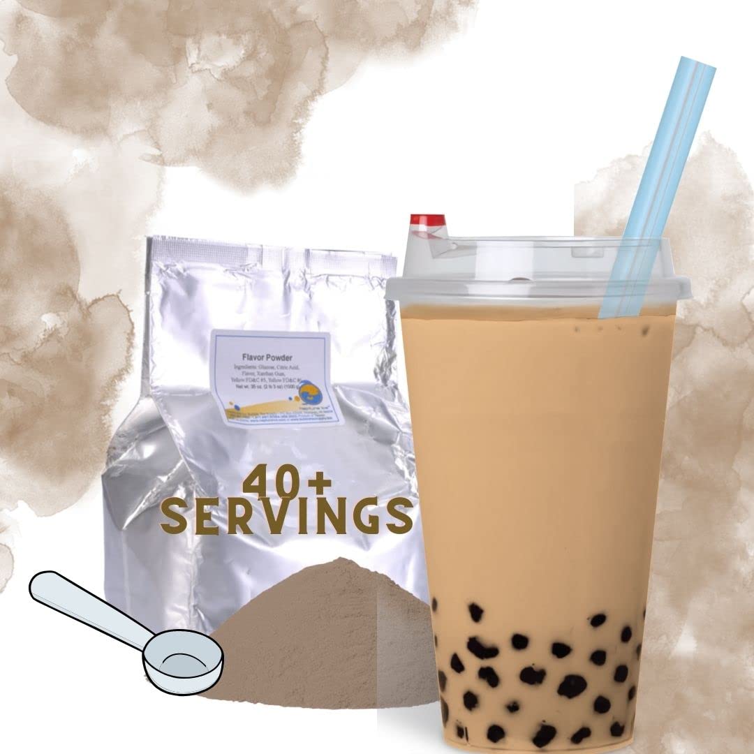 Premium Boba Powder Variety Pack - 2 Bags (80-90 Servings) for Tapioca Pearls, Fruit Milk Tea & Brown Sugar Bubble Tea | Instant Flavored Drink Mix with Ceylon Tea | Perfect for Home Cafes, Parties & Bubble Tea Shops