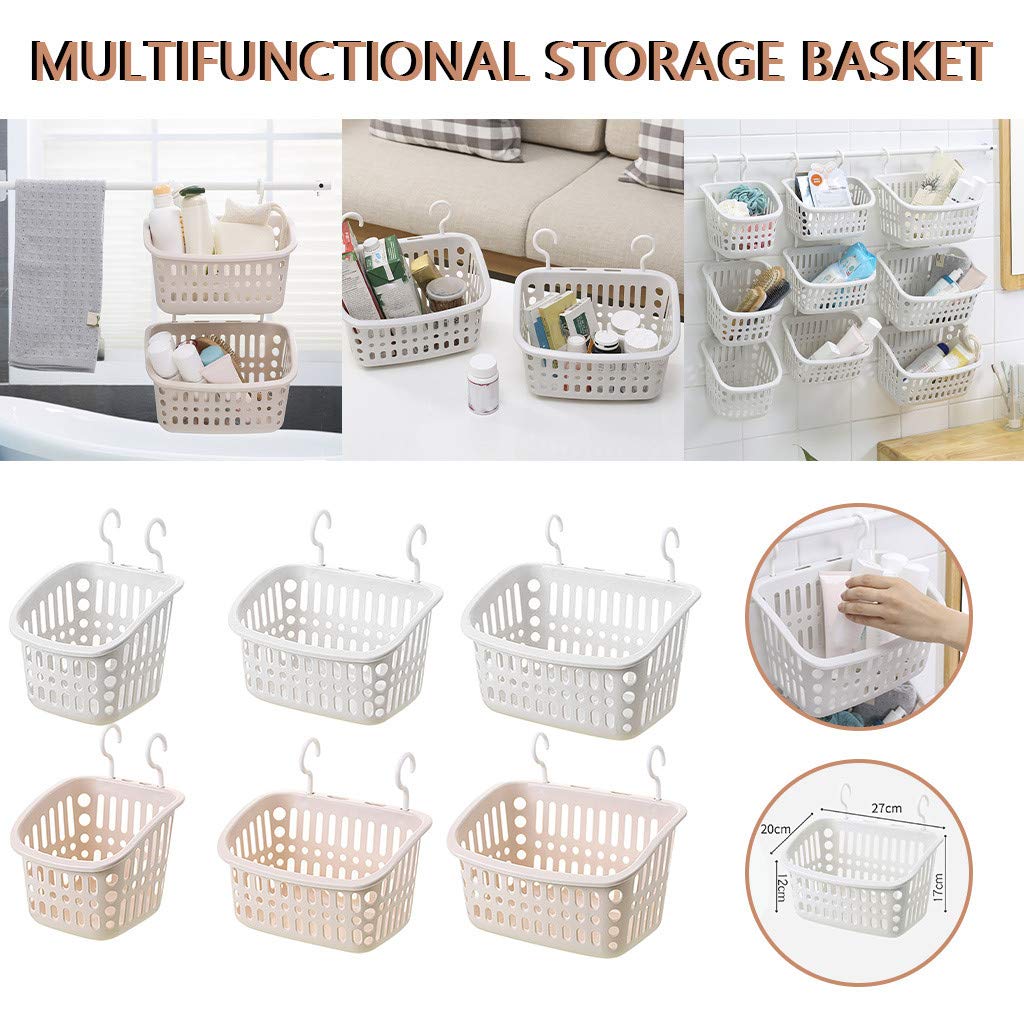 Plastic Hanging Shower Basket with Hook - Bathroom & Kitchen Storage Organizer - Space-Saving Caddy for Pantry, Dorm, Office - Perfect for Small Spaces & Clutter-Free Organization