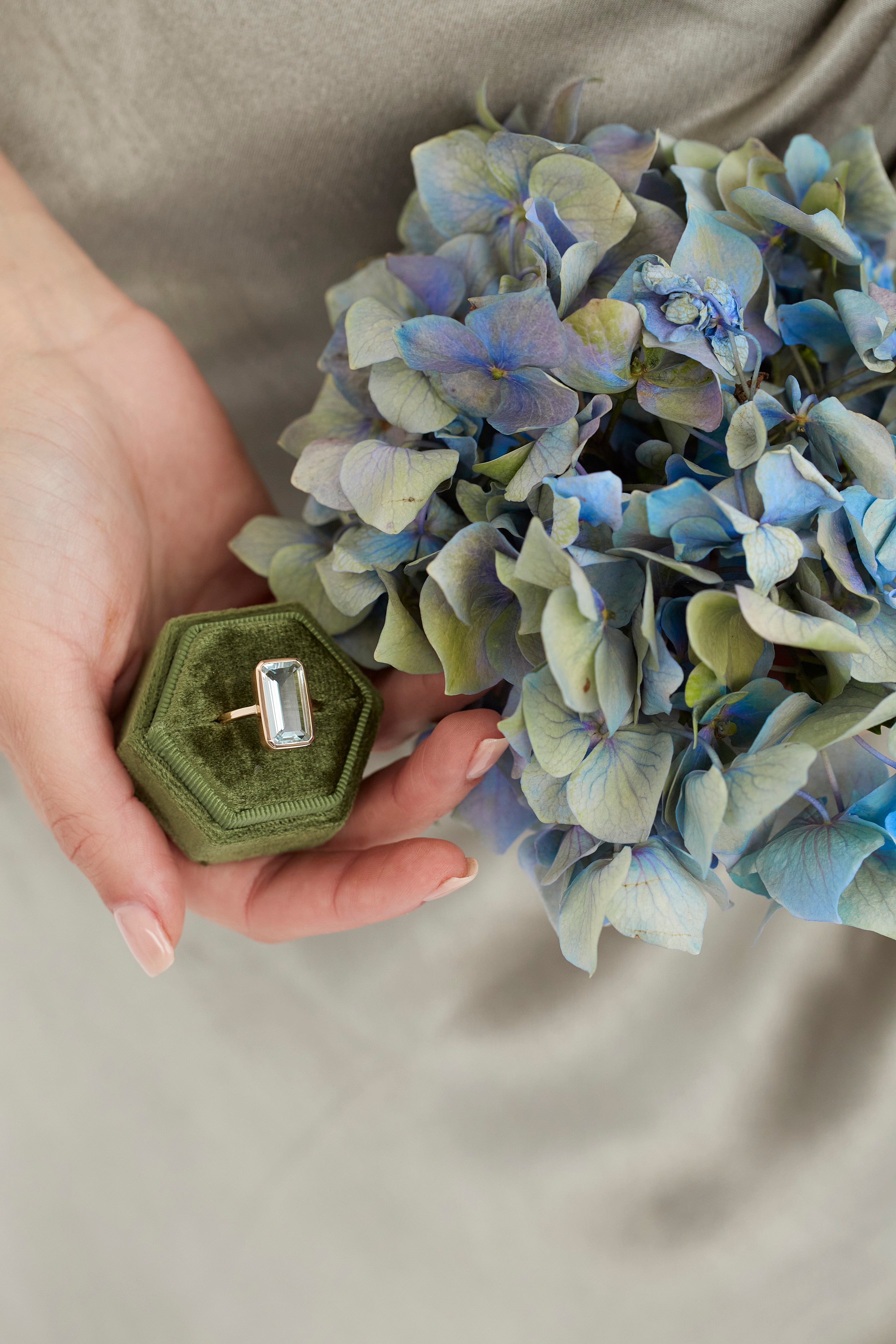 9K Yellow Gold Aquamarine Baguette Ring - Elegant Jewelry for Women, Perfect for Weddings, Anniversaries & Special Occasions