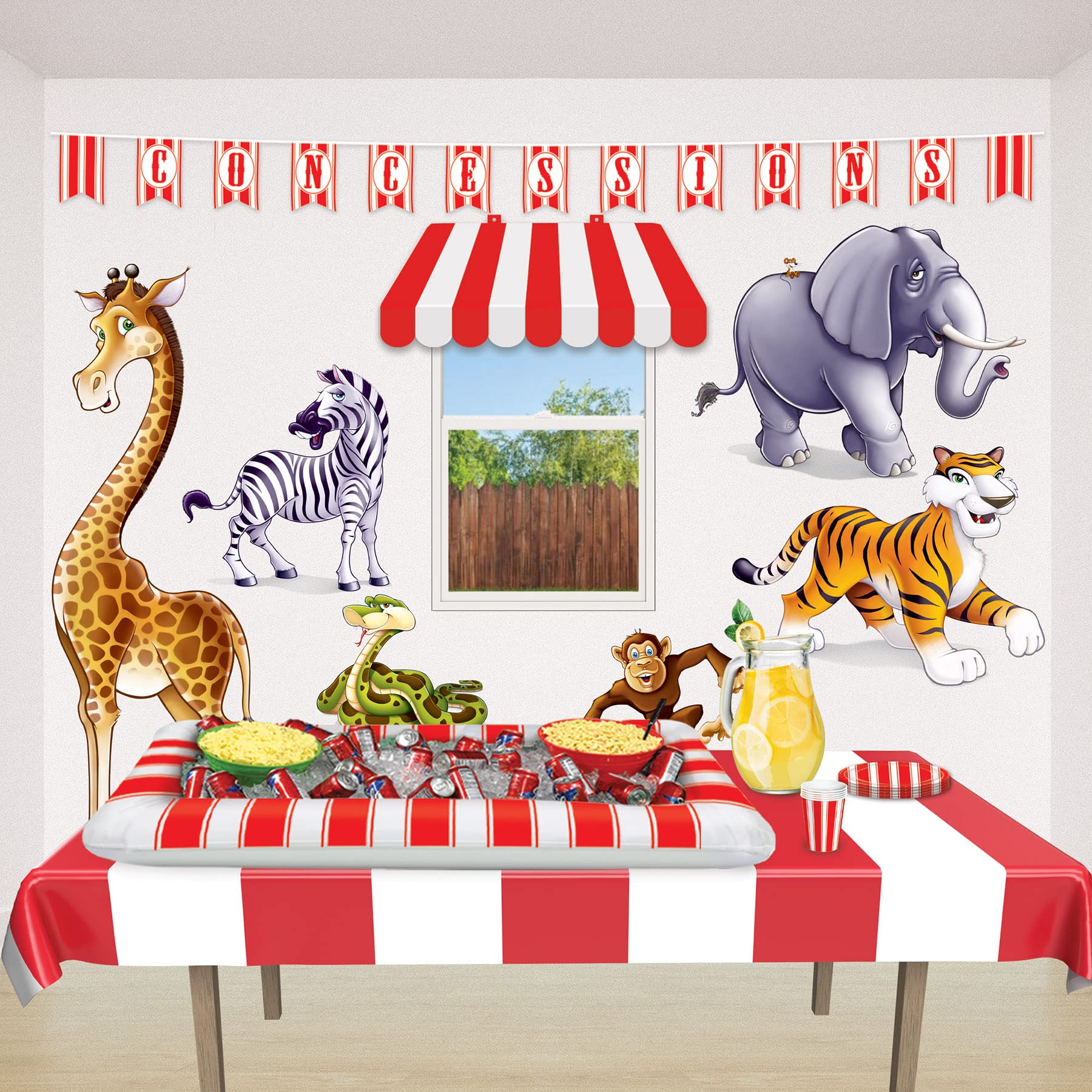 Beistle Inflatable Red & White Stripes Buffet Cooler - Portable Party Drink Dispenser for Outdoor BBQ, Picnic & Pool Parties