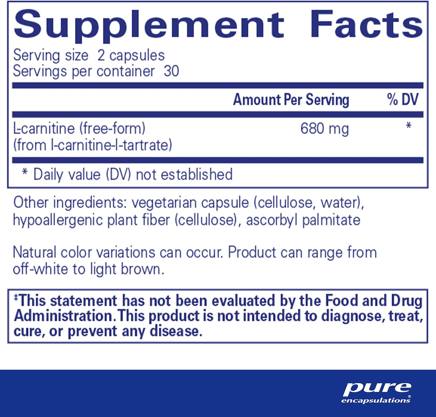 Pure Encapsulations L-Carnitine Supplement 500mg | Supports Energy Metabolism & Fat Burning | 60 Vegetarian Capsules | for Weight Management & Athletic Performance