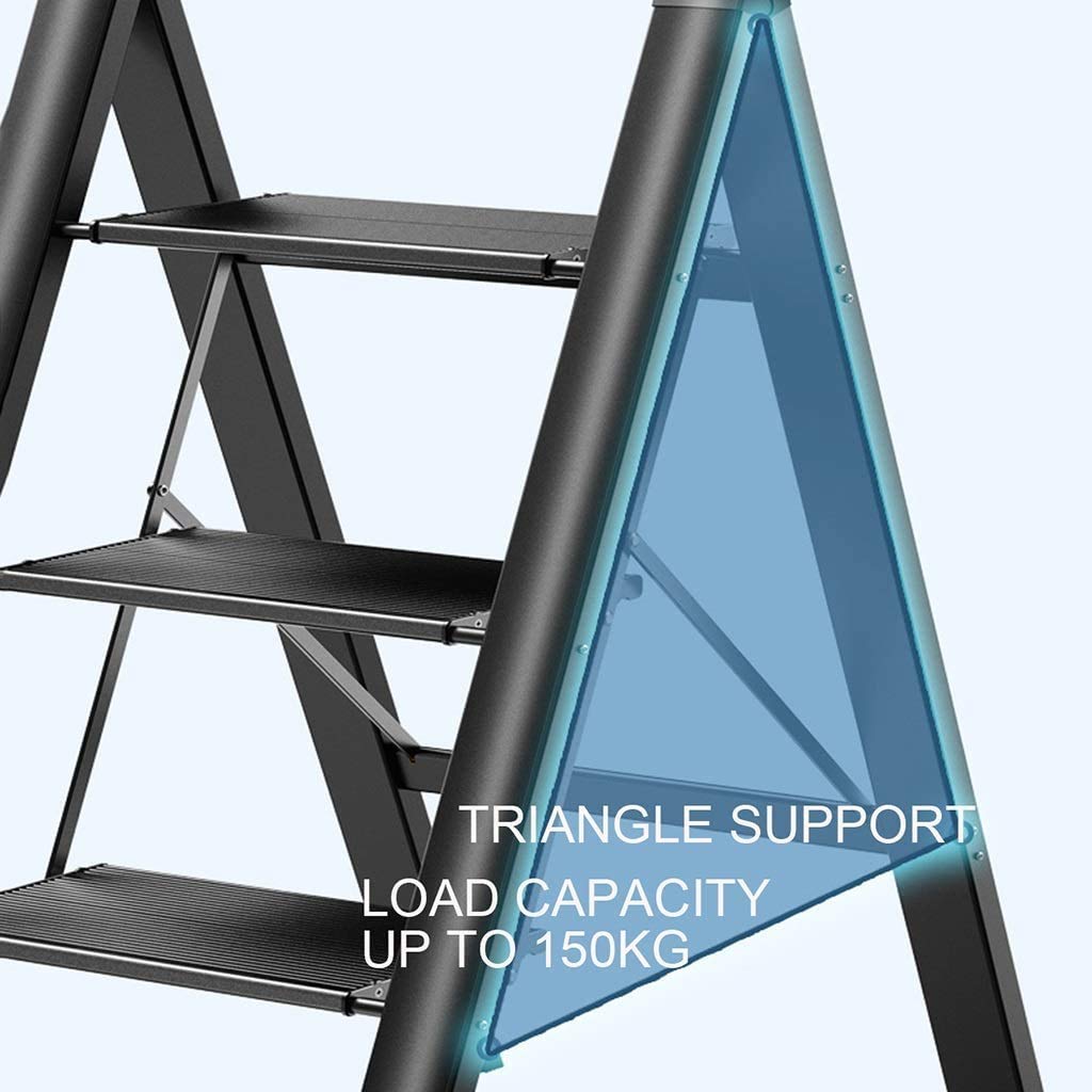 AFLCIO Aluminum Folding Step Stool Ladder - Lightweight & Portable, Non-Slip Safety Steps for Home, Kitchen, Garage, and Office Use - Multi-Functional Scaffold Ladder for Indoor & Outdoor Projects