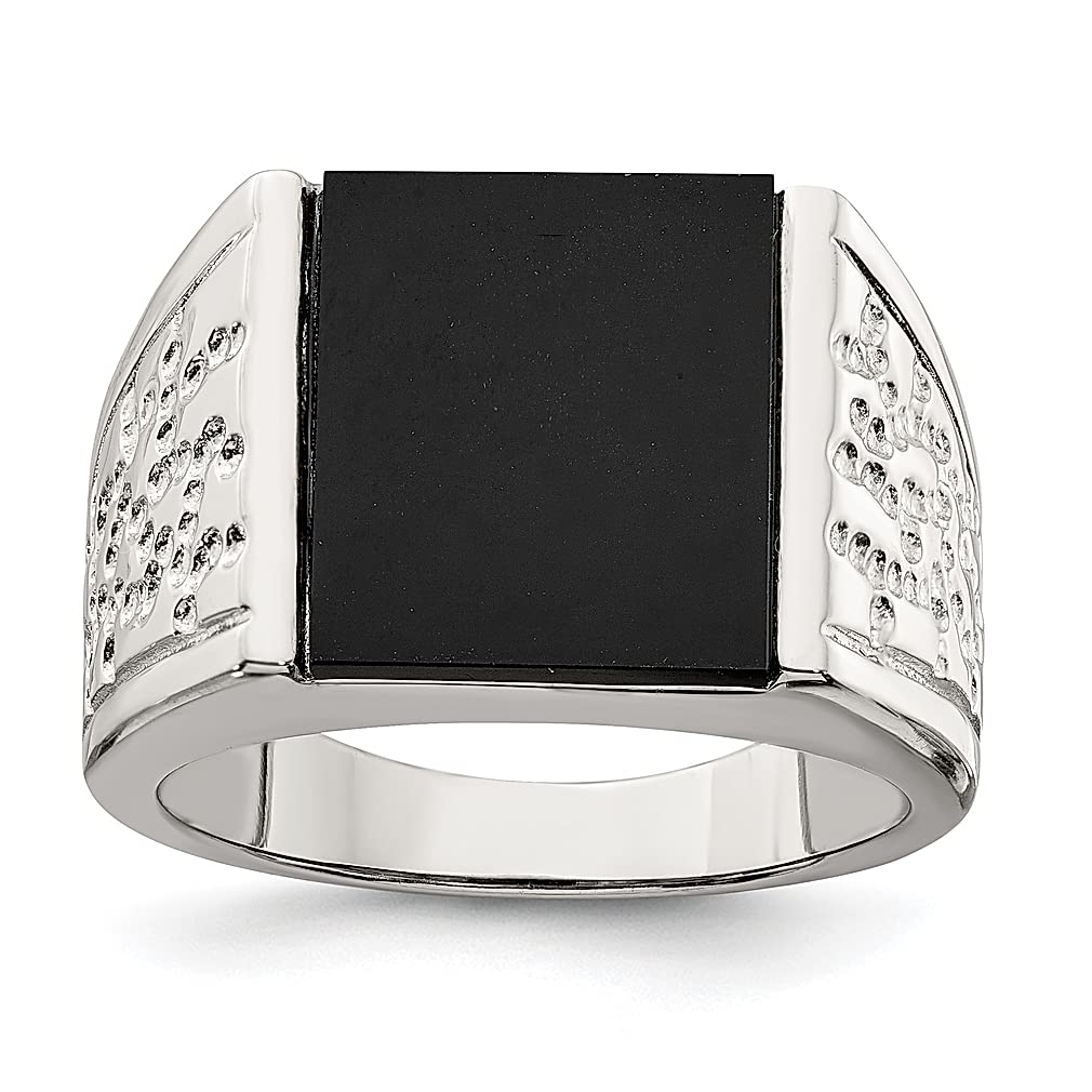 925 Sterling Silver Men's Onyx Ring - Black Gemstone Jewelry for Men, Gifts for Him, Dad, Husband - Perfect for Weddings, Anniversaries & Special Occasions