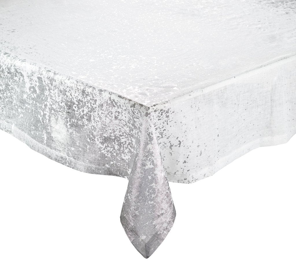 Premium Metallic White & Silver Metafoil Tablecloth - Elegant Party Decor for Weddings, Holidays & Special Events