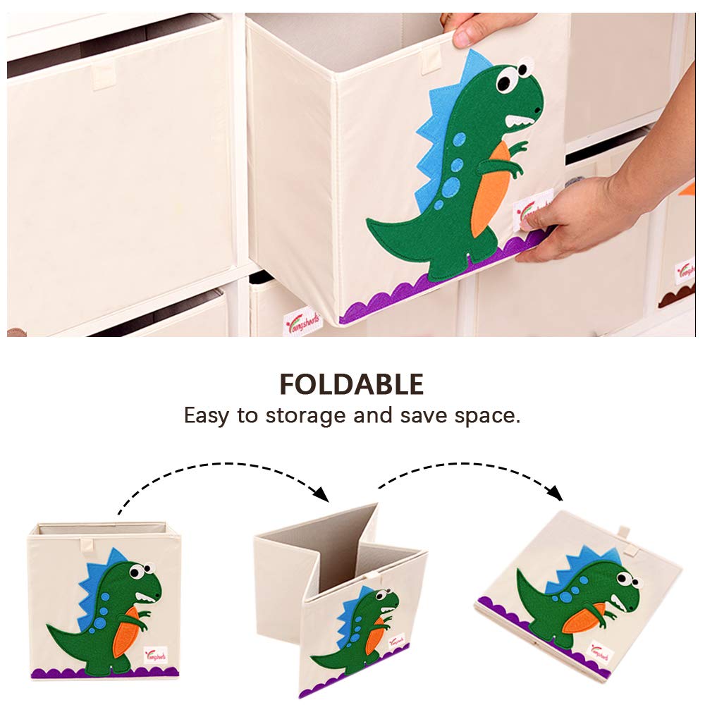 Foldable Animal Toy Storage Box - 2 Pack Collapsible Organizer Bins for Kids Room, Dog & Parrot Design (13x13x13 Inch) - Perfect for Playroom, Nursery, and Bedroom Organization