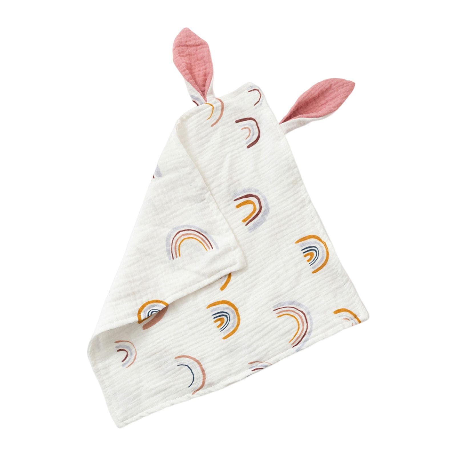 Bexdug Muslin Baby Washcloths - Soft Rabbit Ear Shaped Towels for Newborns, Cute Animal Print Infant Bibs & Face Bath Towels, Absorbent Sweat Blankets - Perfect for Bath Time, Feeding & Gentle Skin Care
