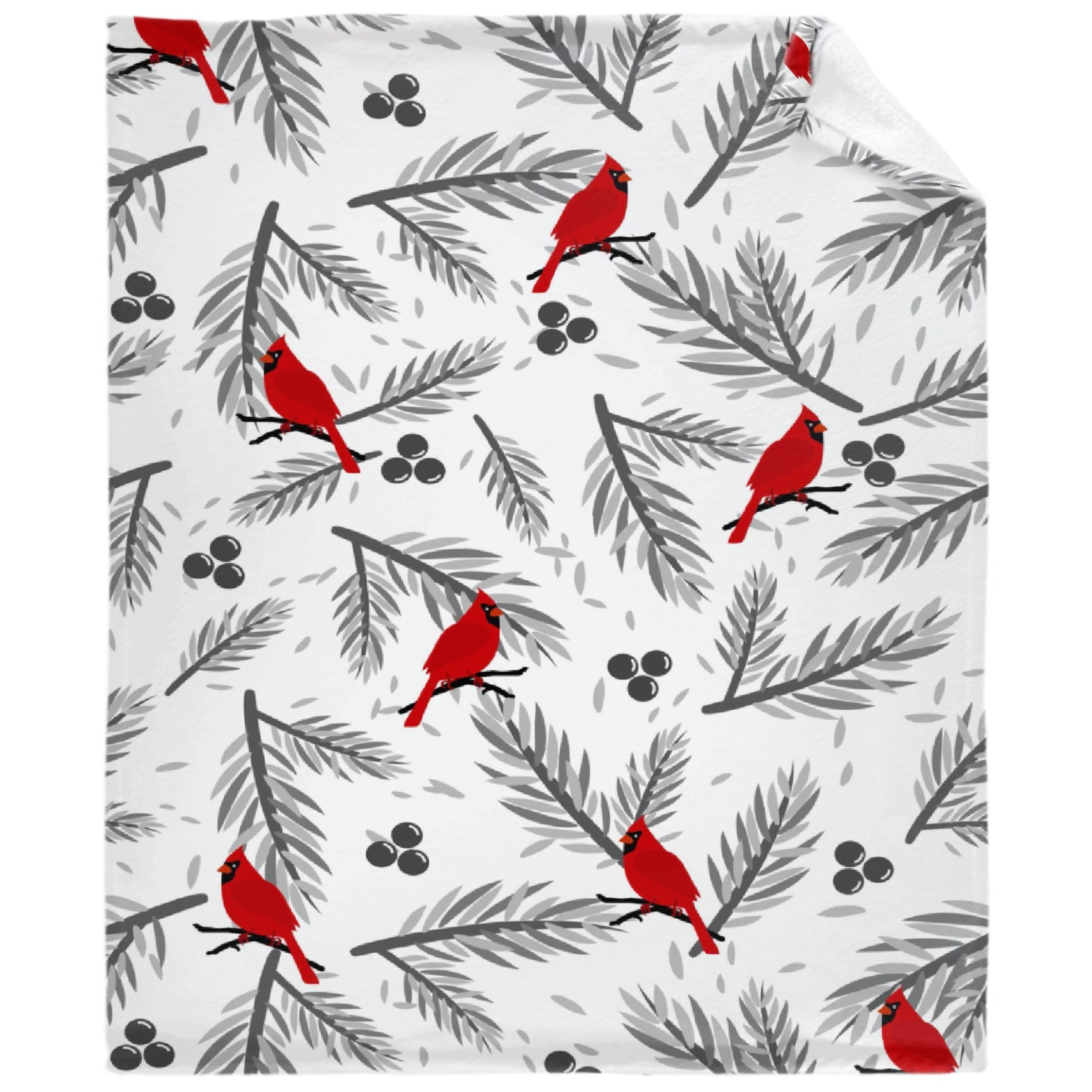 Darani Christmas Cardinals Birds Flannel Throw Blanket - Super Soft, Cozy & Warm, Lightweight, Extra Large 120x90 - Perfect for Family Bed, Sofa, Couch & Holiday Decor