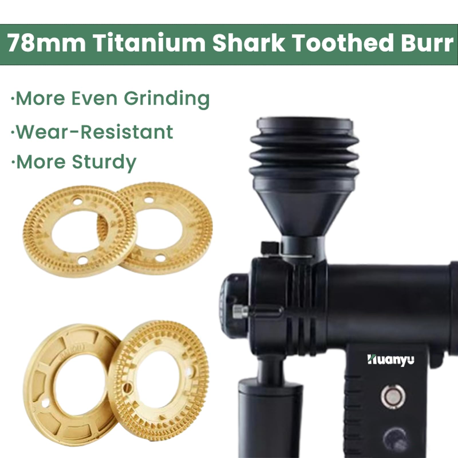 Premium Electric Coffee Grinder with Titanium Burr - 10 Precise Grind Settings for French Press, Pour Over, Espresso & Cold Brew - Quiet Coffee Mill for Home & Office Use