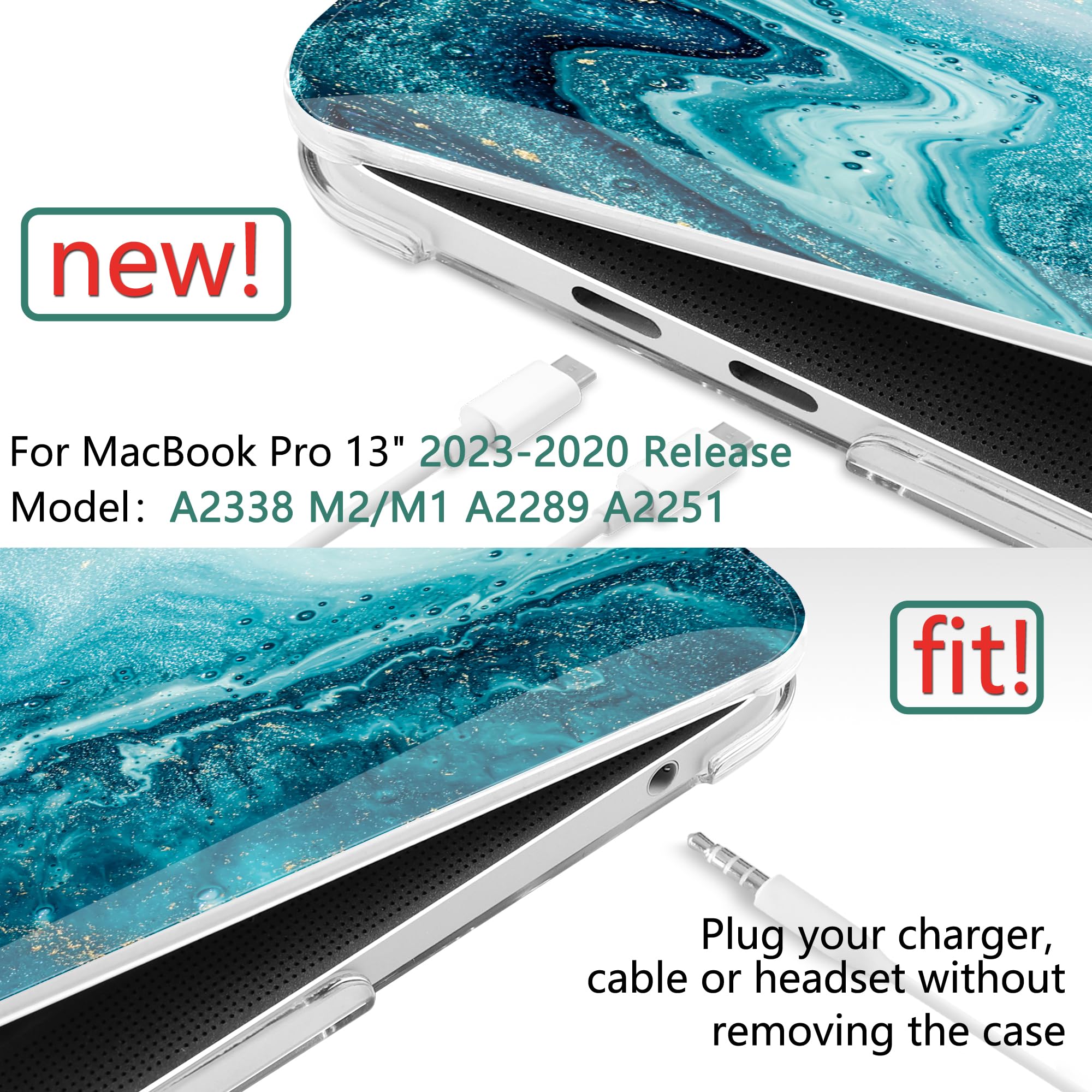 Dongke Hard Plastic Protective Case Cover for MacBook Pro 13 inch (Model A2251/A2289, 2020 Release) - Compatible with Retina Display & Touch Bar, Fits Touch ID - Abstract Ocean Design - Perfect for Office, Travel, and Everyday Use
