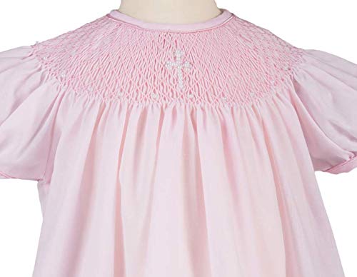Hand Smocked Baptism Dresses for Baby Girls - Pearl Cross Bishop Christening Gown with Bonnet | Perfect for Church Ceremonies, Christenings & Special Occasions