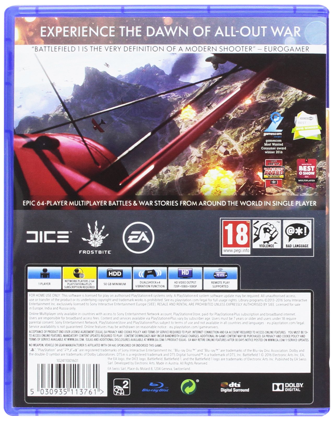 Battlefield 1 - PlayStation 4 Game | First-Person Shooter WWI Action | Perfect for Multiplayer Gaming & Historical War Enthusiasts