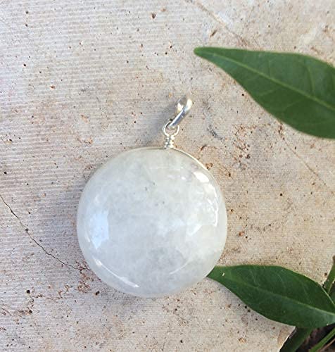Natural Round Moonstone Silver Pendant Necklace - Tiny Boho Spiritual Jewelry Gift for Women - Perfect for Meditation, Yoga & Everyday Wear