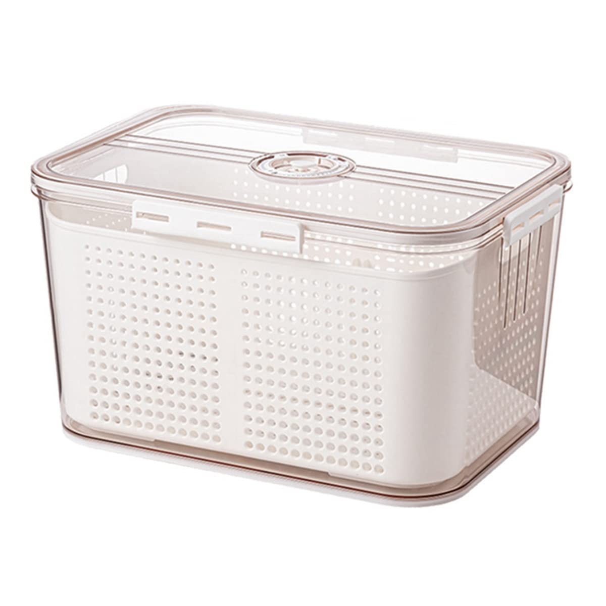 Stackable Refrigerator Organizer Bins with Removable Drain Plate - Freezer Food Storage Containers with Lids for Fruits, Vegetables & Meat - Perfect for Kitchen Fridge Organization & Meal Prep Storage