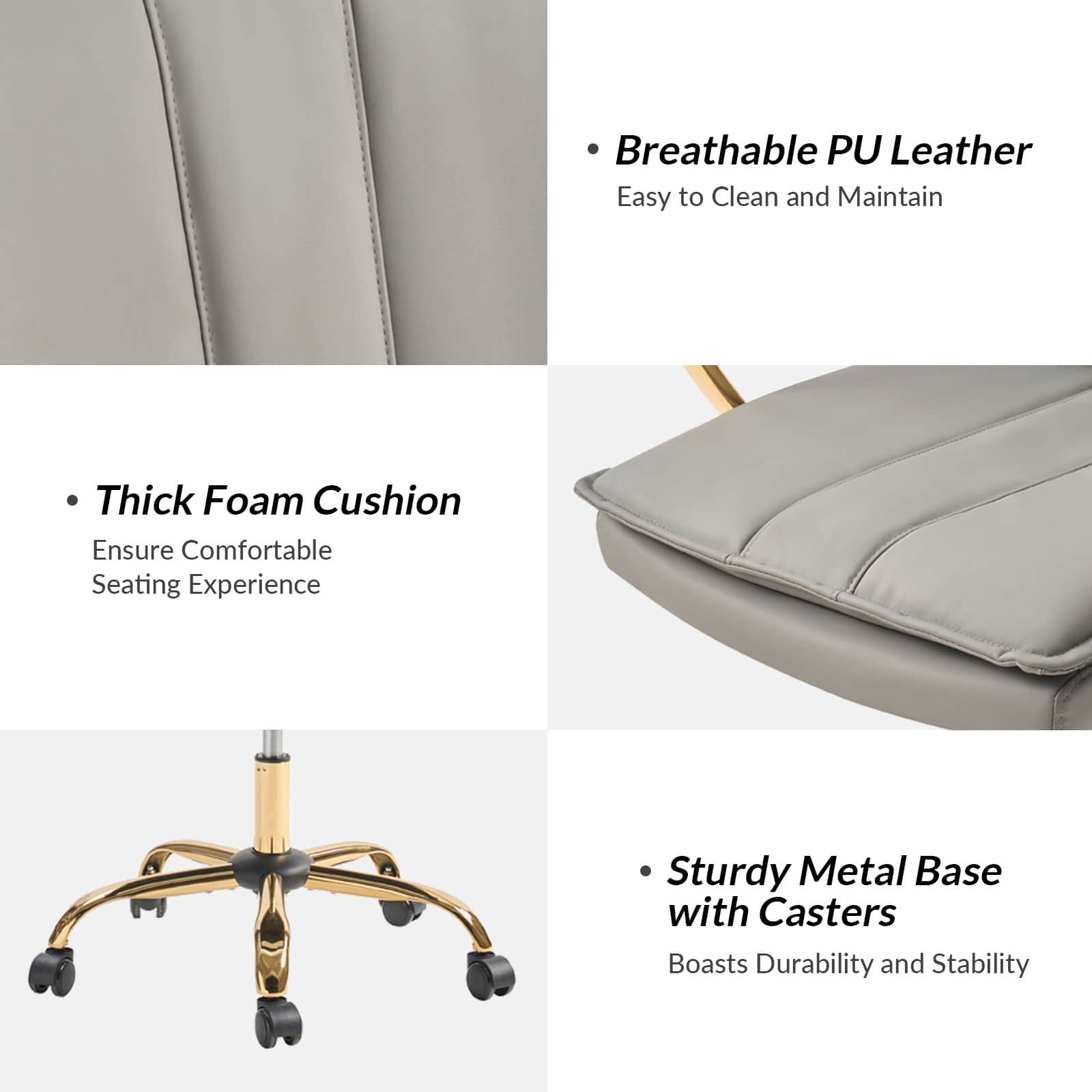 Roberto PU Leather Rocking Office Chair - Ergonomic Desk Chair with Adjustable Height & Swivel Base for Home Office, Gaming, and Workspace Comfort