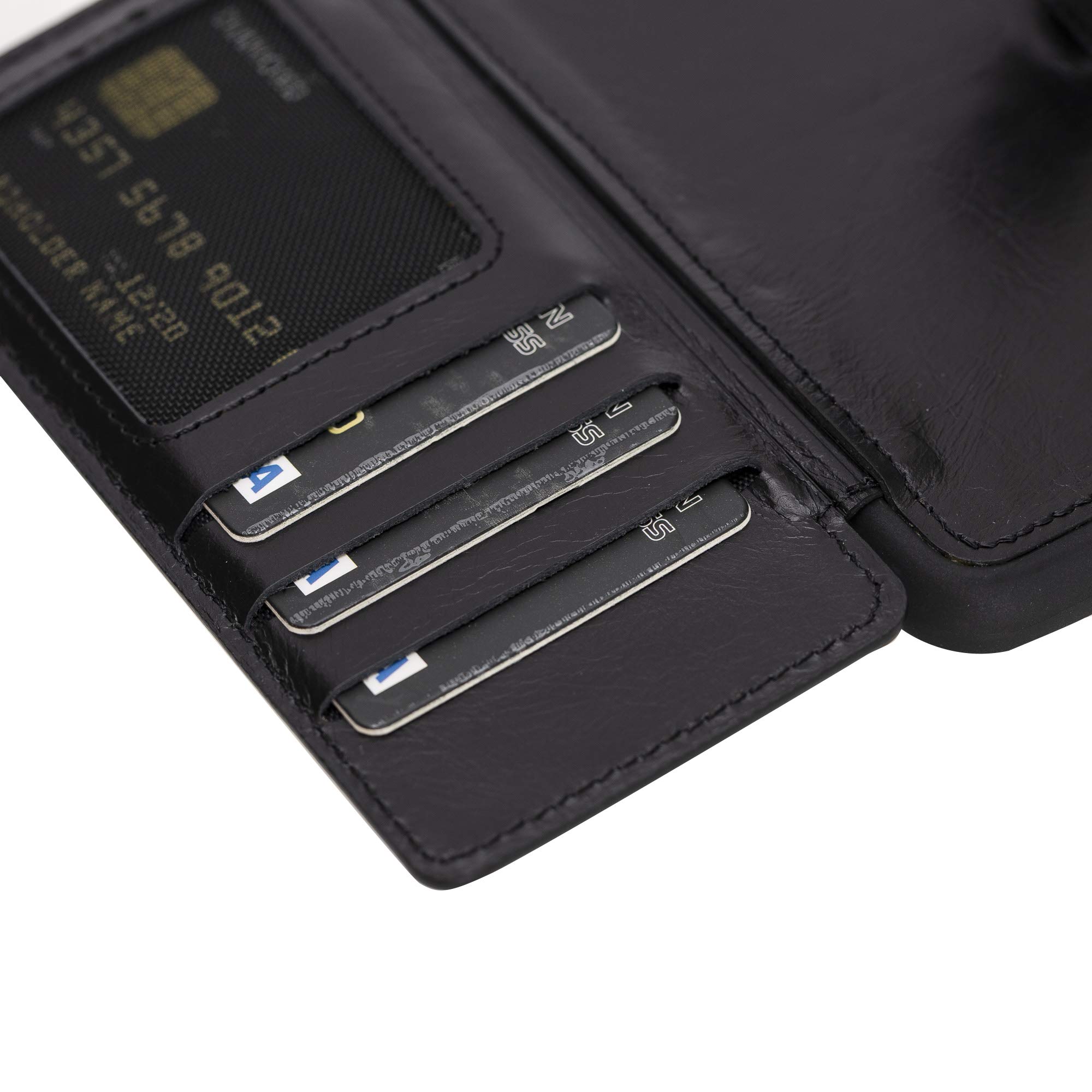 Venito Verona Genuine Leather iPhone X/XS (5.8 inch) Wallet Case with RFID Blocking - Slim Flip Cover Phone Case in Rustic Black - Perfect for Business Travel & Everyday Protection