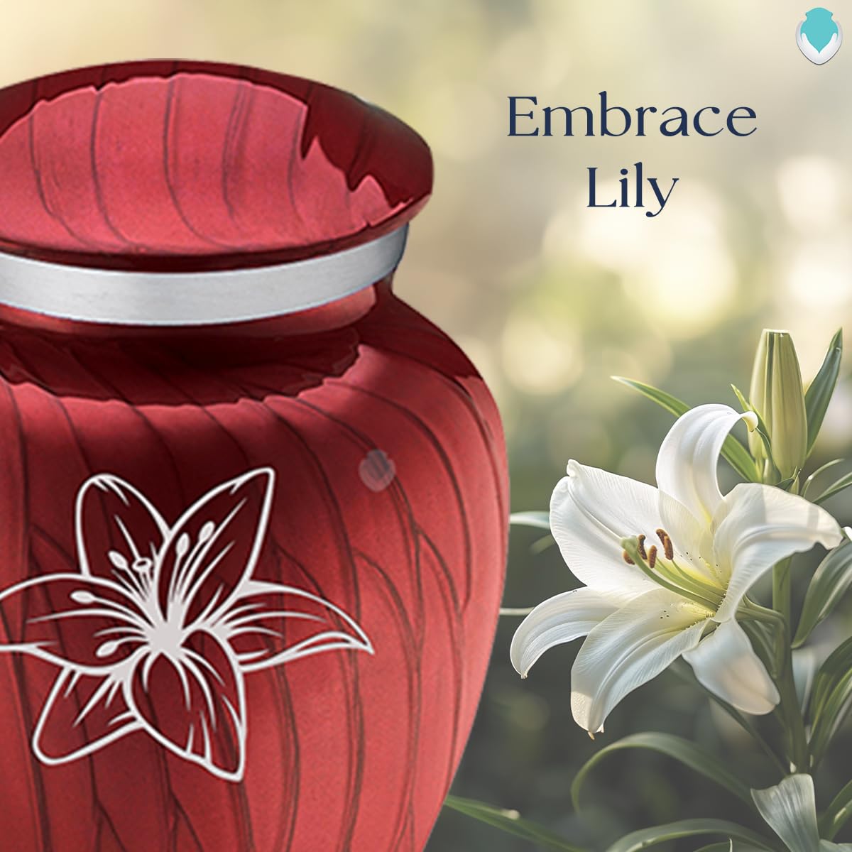Elegant Embrace Lily Keepsake Cremation Urn - Pearl Candy Red | Memorial Urn for Ashes | Perfect for Home Display, Funeral Services & Memorial Ceremonies