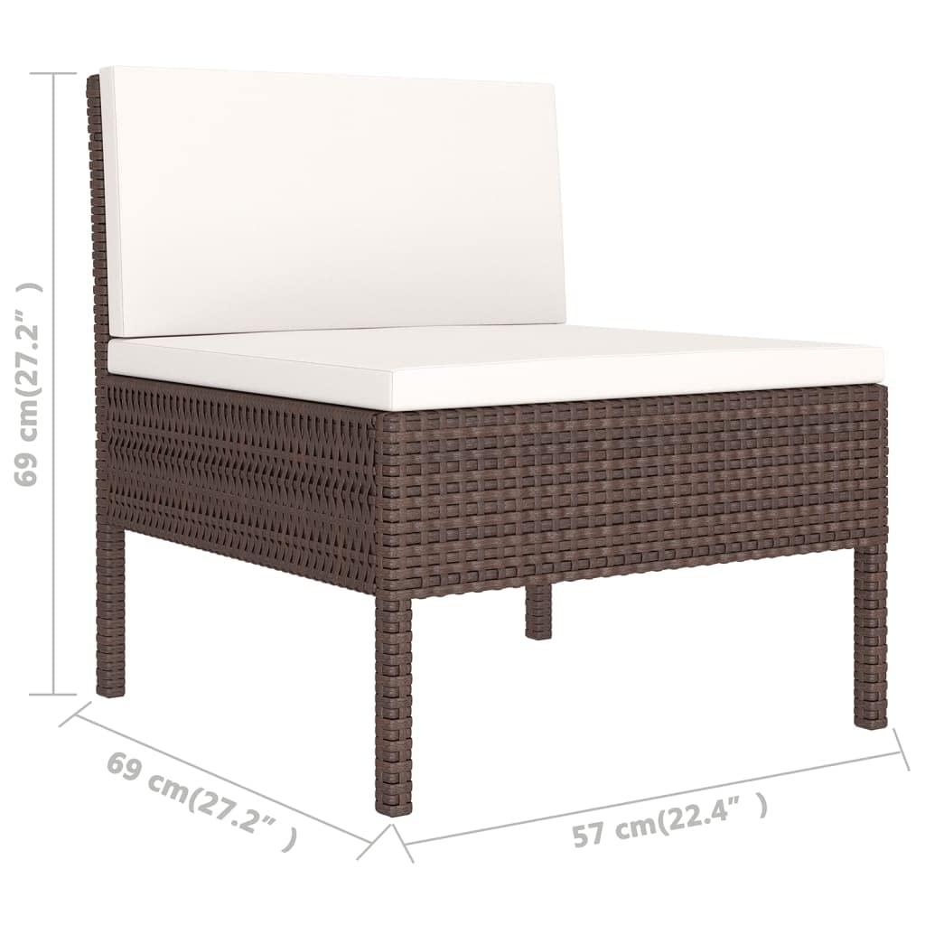 6-Piece All-Weather Brown PE Wicker Outdoor Patio Furniture Set - Weather-Resistant Rattan Sectional Sofa with Cushions & Footrest for Garden, Backyard, Poolside or Balcony Relaxation