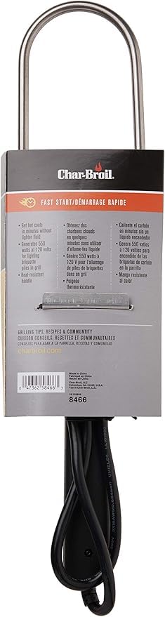 Char-Broil Electric Charcoal Starter - Fast & Safe Charcoal Lighter for Grilling, Black - Perfect for Backyard BBQs, Camping & Outdoor Cooking
