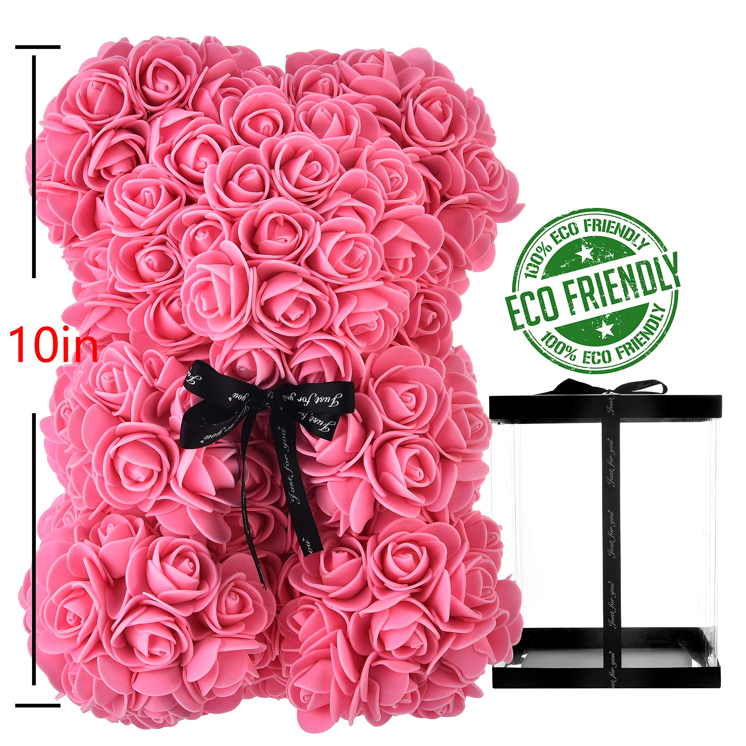 Rose Bear Gift Set in Red Box - Perfect Valentine's Day, Birthday, Wedding & Anniversary Present for Her | Romantic Teddy Bear with Roses for Girlfriend, Wife, Mom & Teen Girls | Bridal Shower, Mother's Day & Special Occasion Gift Idea