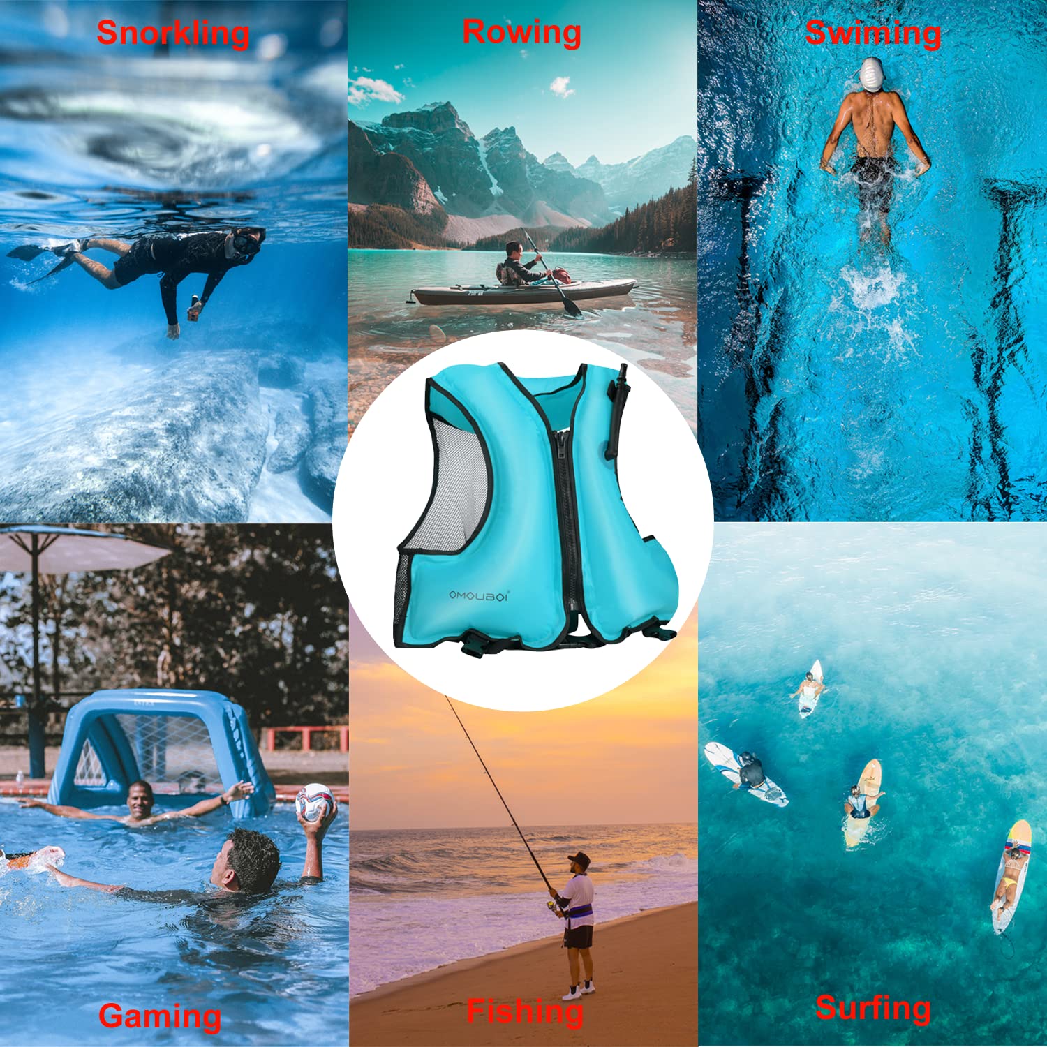 **Inflatable Snorkel Vest for Adults - Adjustable Swim Jacket for Men & Women (40-100kg) - Safety Float Vest for Snorkeling, Kayaking, Paddle Boarding, Fishing & Surfing - Perfect for Beach Vacations & Water Sports**