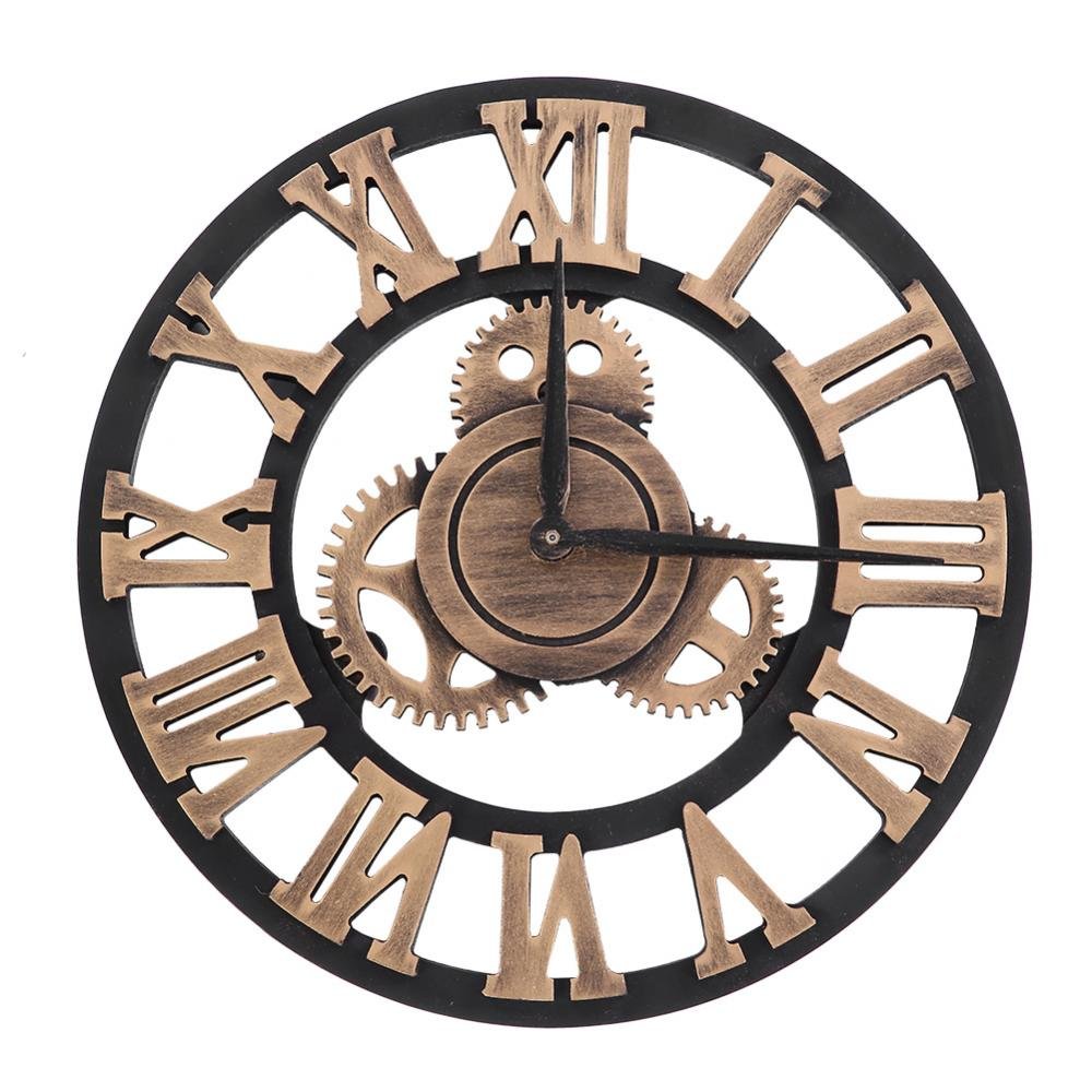 Vintage 3D Rustic Handmade Large Gear Wooden Wall Clock - Antique Home Decor for Living Room, Office, Bar & Cafe - Perfect for Farmhouse, Industrial & Steampunk Style Interiors
