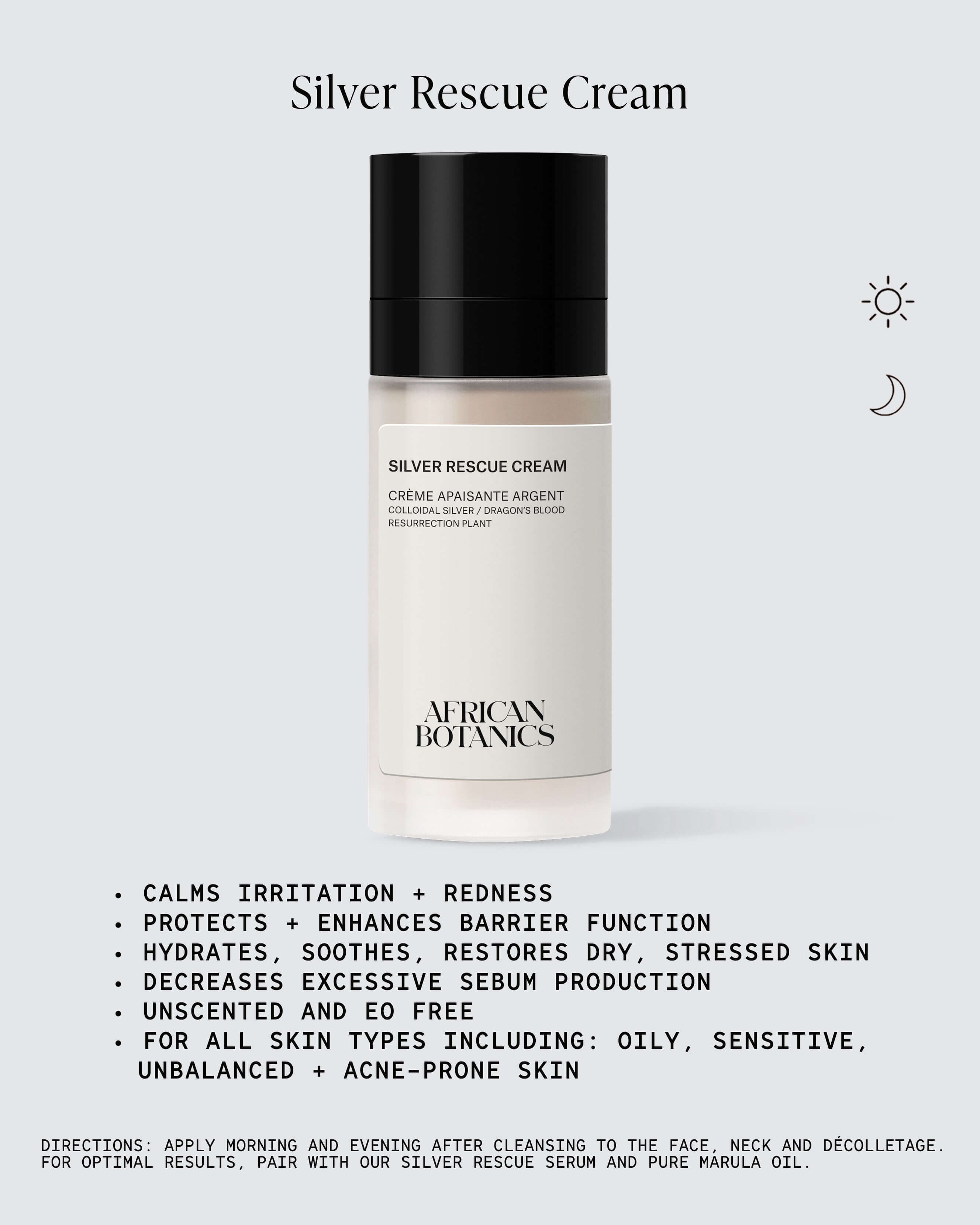 African Botanics Silver Rescue Cream - Hydrating & Soothing Face Moisturizer for Dry, Sensitive Skin | Perfect for Daily Skincare & Post-Treatment Recovery