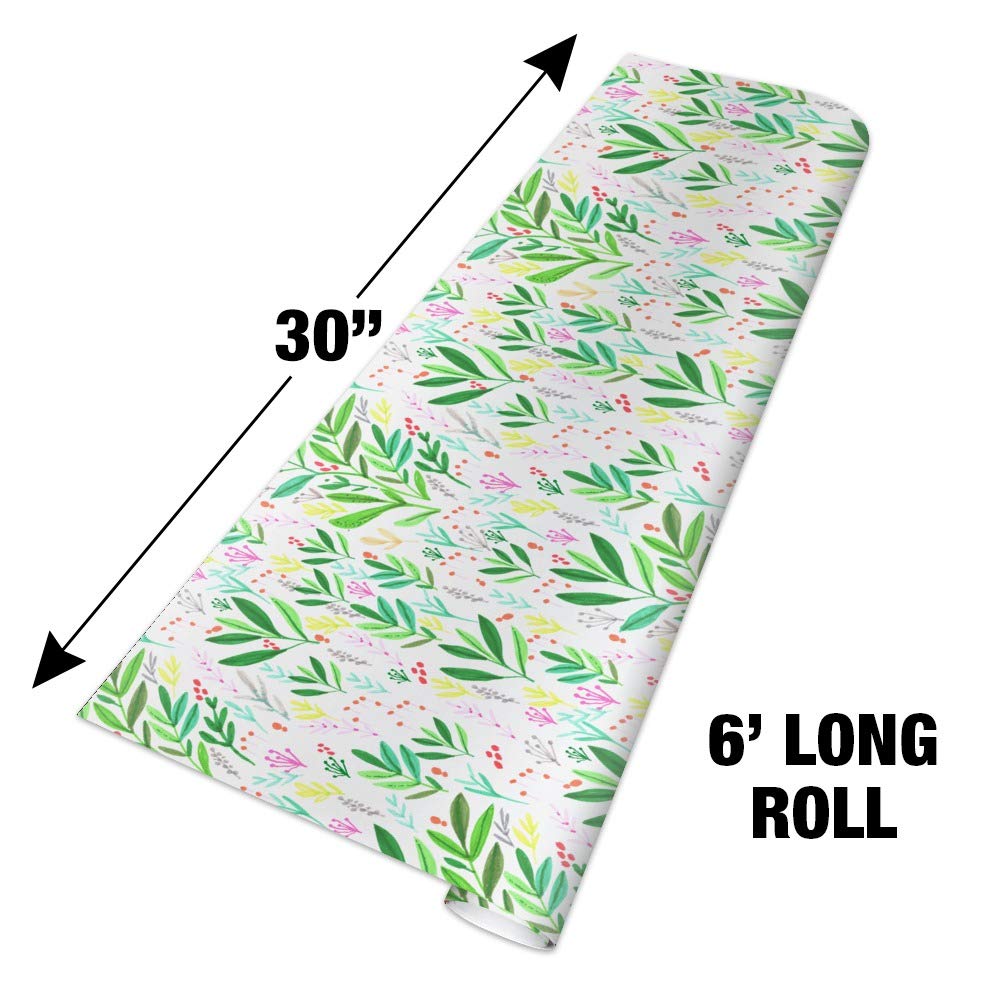 GRAPHICS & MORE Spunky Foliage Gift Wrap Paper Rolls - Eco-Friendly Wrapping Paper for Birthday, Christmas, Wedding Gifts & Party Decorations