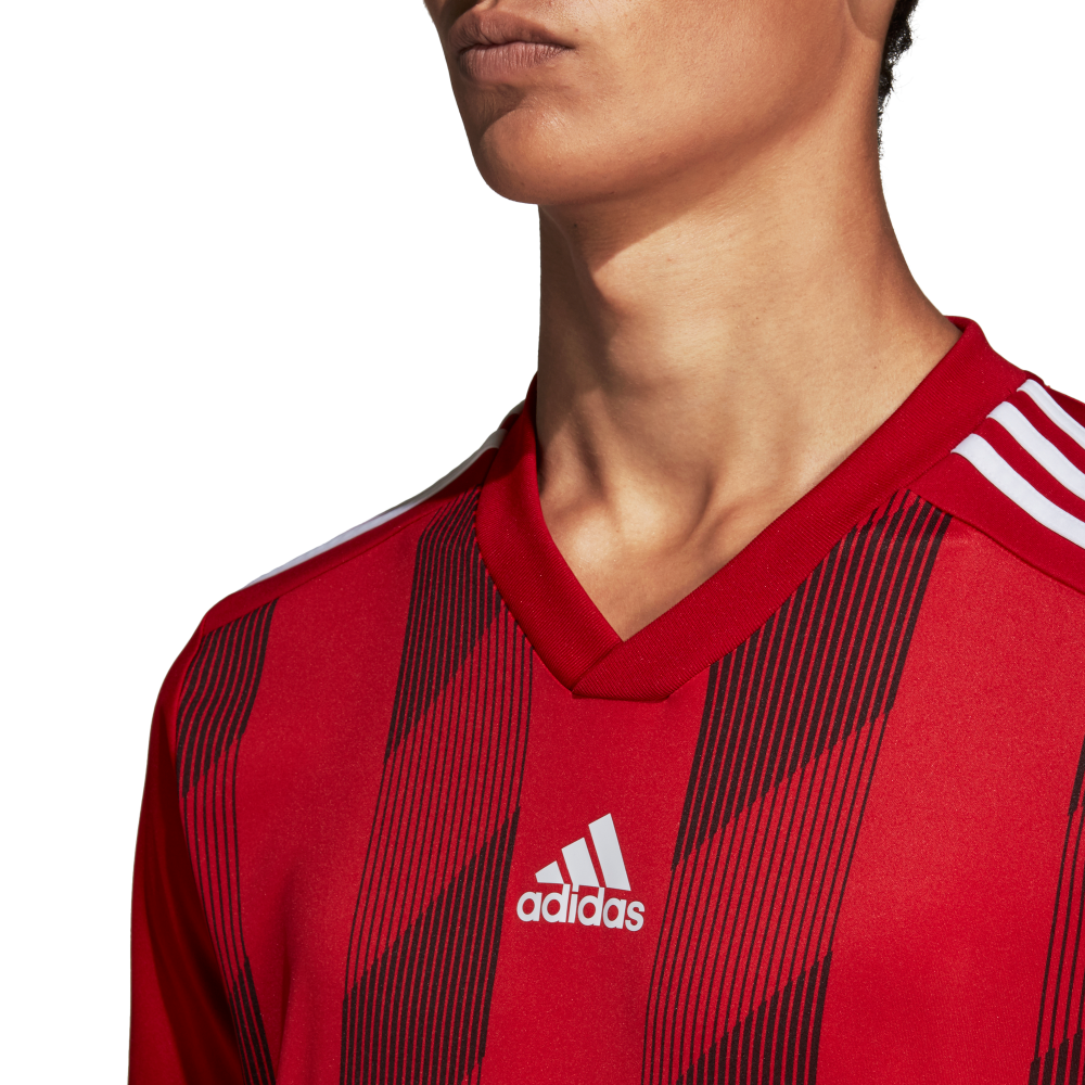 Adidas Youth Striped 19 Soccer Jersey - Red & White Team Uniform for Kids - Perfect for Youth Soccer Games, Training & Fan Support