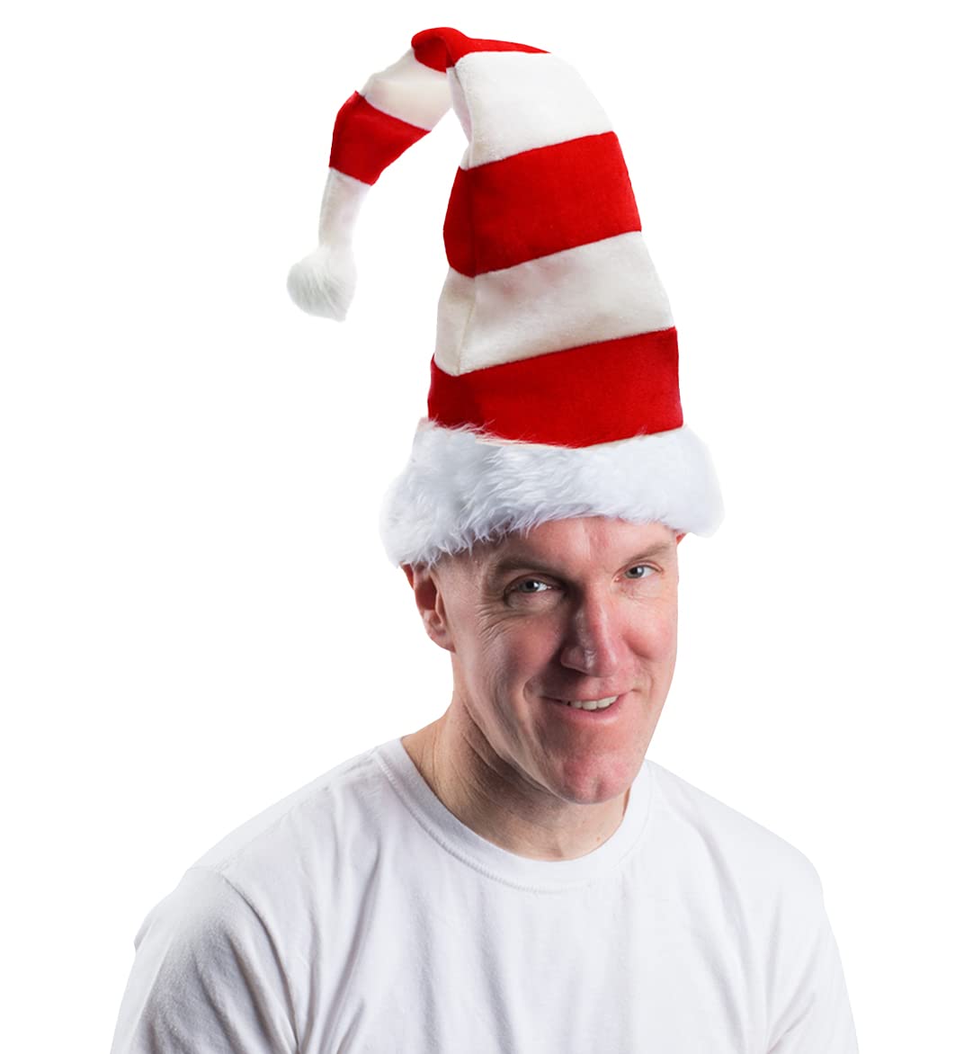 Tigerdoe Striped Santa Hat & Elf Hat Set - 2 Pack Christmas Costume Hats for Holiday Parties, Xmas Photos & Festive Celebrations