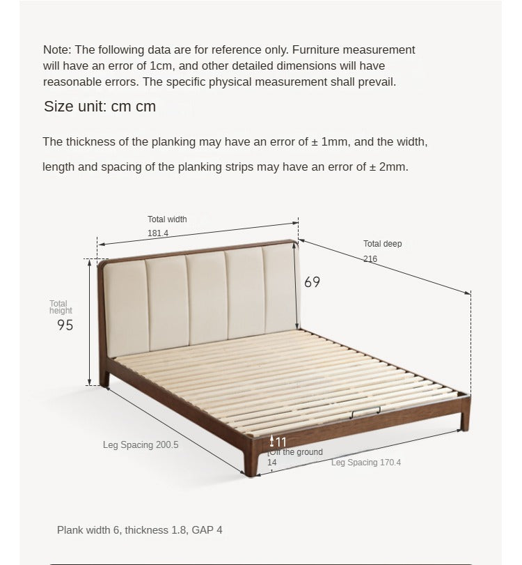 Solid Oak Wood Modern Platform Bed with Upholstered Headboard - Stylish and Durable Bedroom Furniture for Contemporary Homes