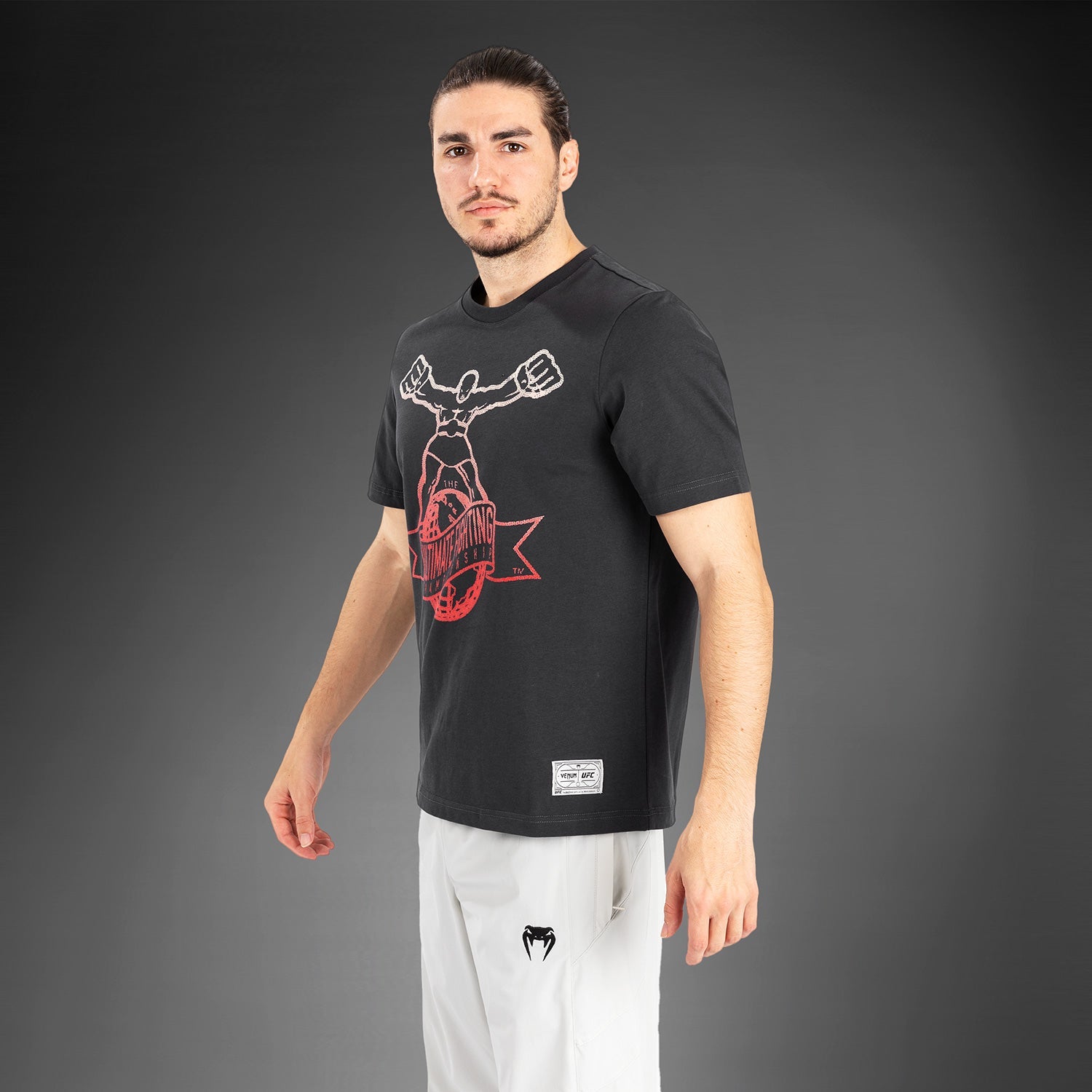 UFC by Venum Ulti Man T-Shirt - Grey/Red | MMA Training & Fight Night Apparel for Men