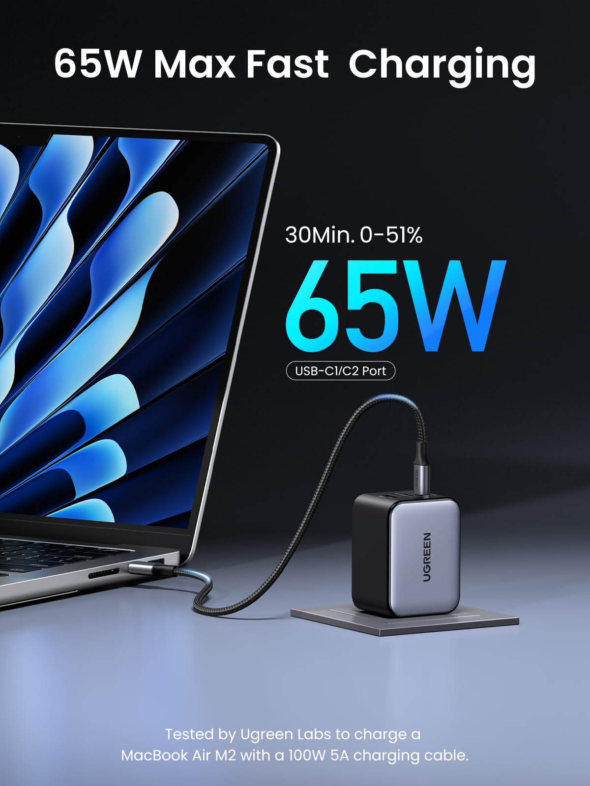 UGREEN Nexode X Series 65W GaN Fast Charger - 3-Port USB C PPS Charger Block with GaNinfinity Technology for MacBook Pro/Air, iPhone 15/14, iPad Pro, Galaxy S24/S23, Pixel 8, Steam Deck - Perfect for Travel, Office & Home Charging