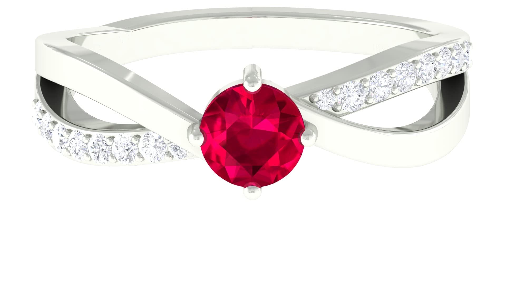 3/4 CT Lab-Created Ruby & Moissanite Ring in 14K Solid Gold – Certified Solitaire & Infinity Style for Engagement, Wedding, Anniversary & Special Occasions