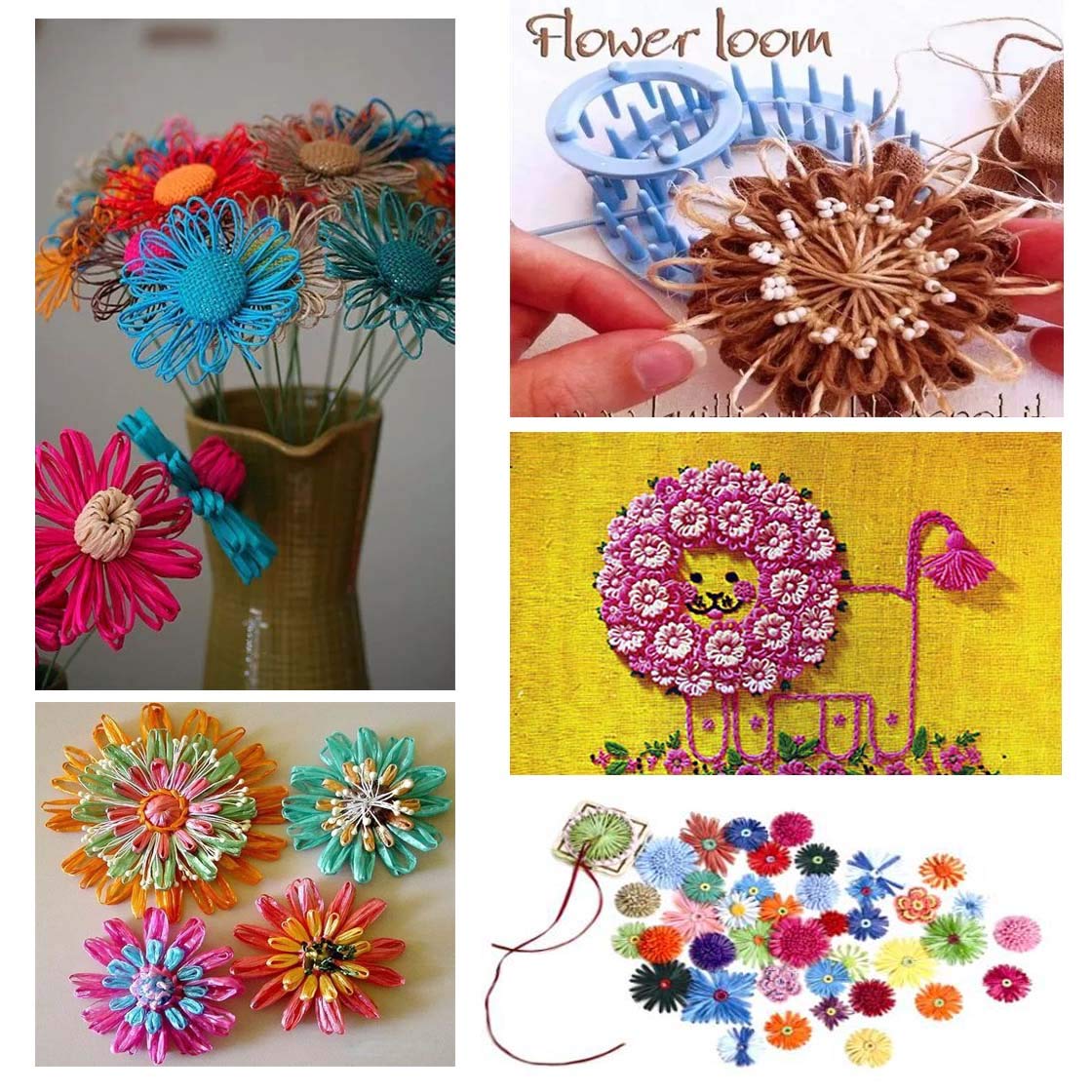 8-Piece Weaving Loom Kit with Flower Maker, Pom Pom Maker & Needle - DIY Wool Knitting Ball Maker & Craft Weaving Tools for Beginners - Perfect for Scrapbooking, Home Decor & Handmade Gifts