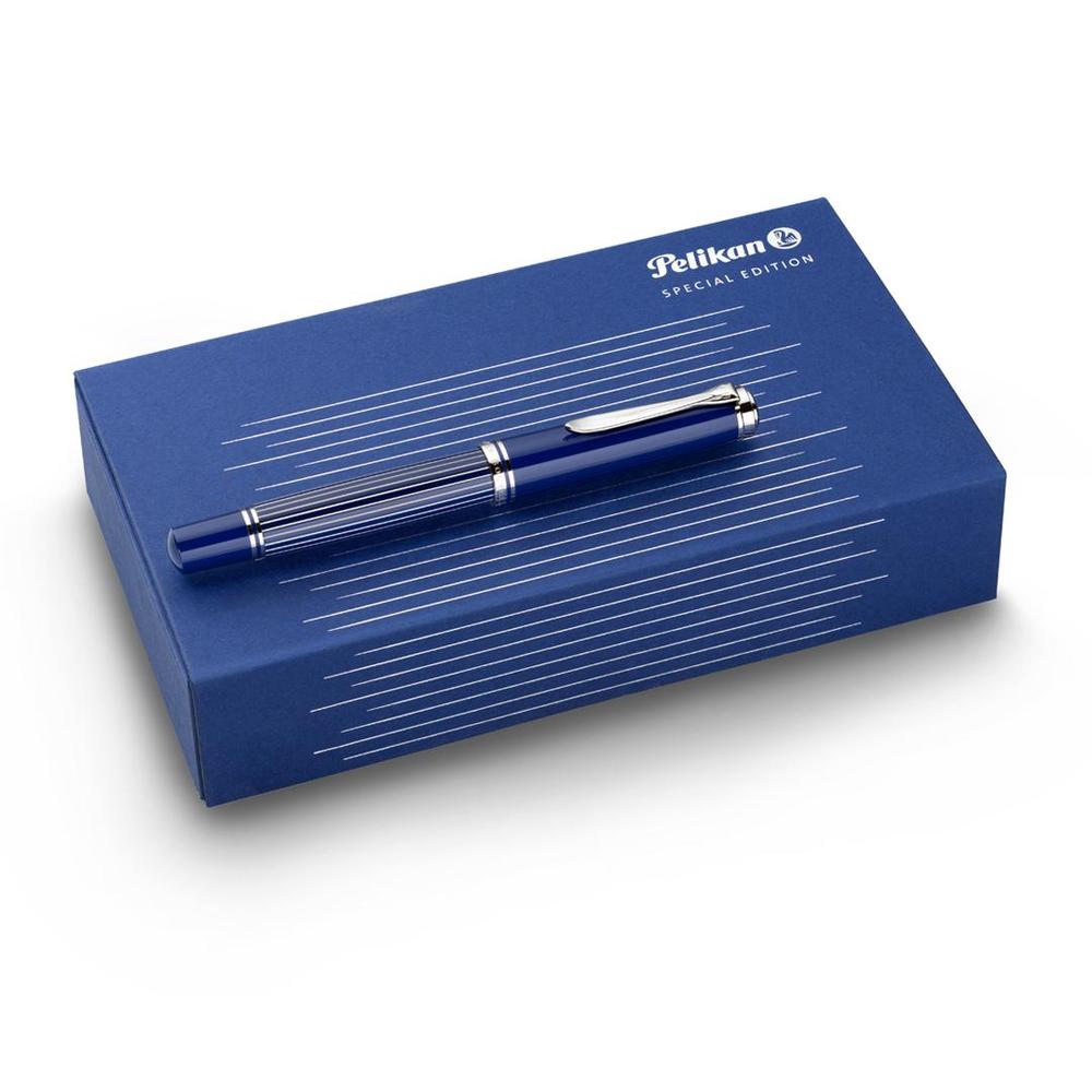 Pelikan Souverän M815 Metal Striped Blue Fountain Pen - Special Edition (2025) | Premium Writing Instrument for Collectors, Professionals & Gift Giving