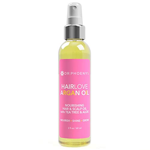 Dr. Phoenyx HairLove Argan Oil - Nourishing Hair & Scalp Treatment with Tea Tree, Coconut, Jojoba, Peppermint, Vitamin E & Rosemary Oils - 2.25 fl oz - Perfect for Dry, Damaged Hair & Scalp Care at Home or Salon