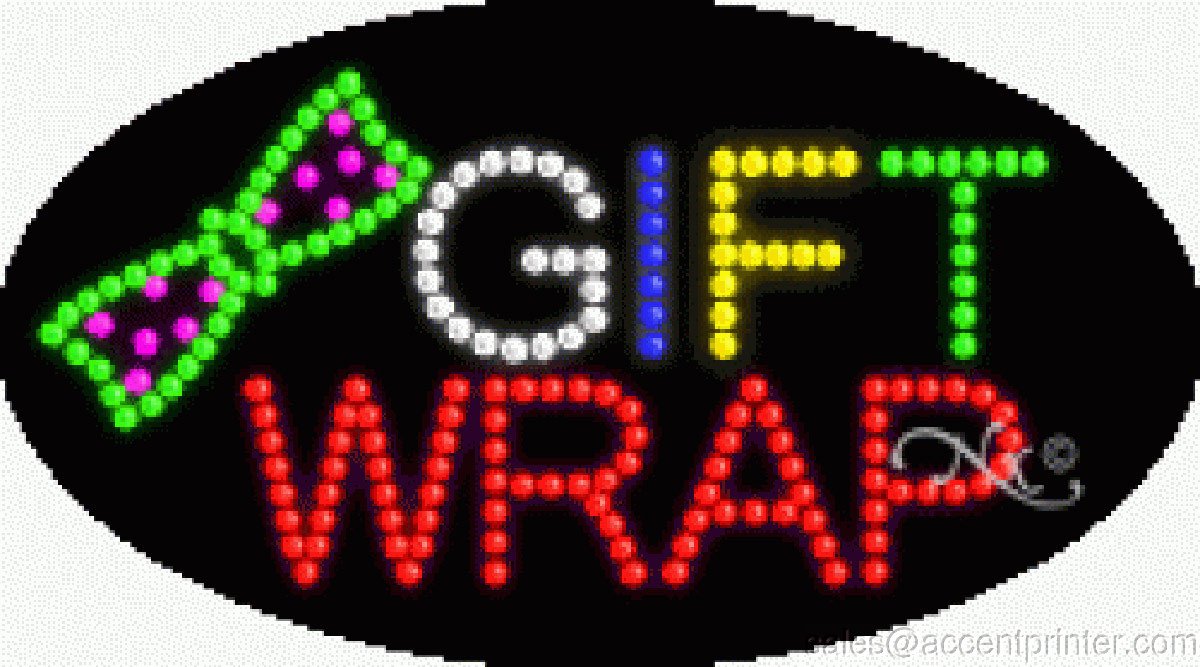 Flashing LED Gift Wrap Sign - Energy Efficient Animated Light for Christmas, Birthdays & Parties | Perfect for Home Decor, Retail Displays & Holiday Gifts