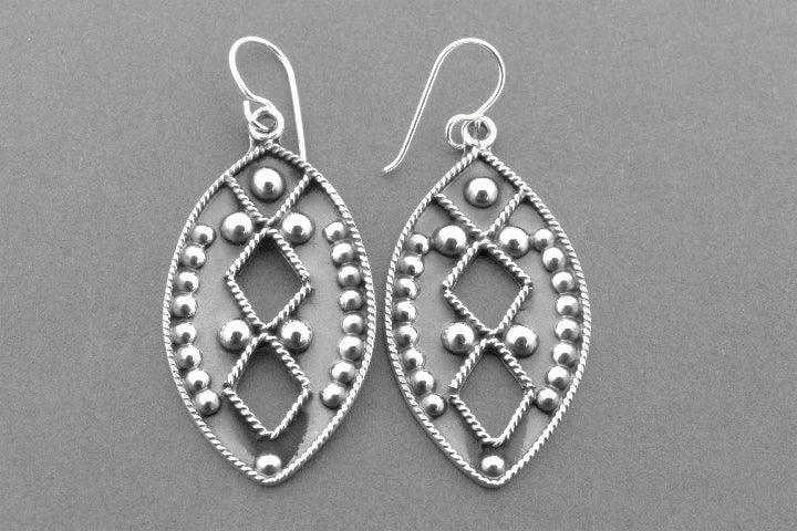 Handmade Sterling Silver Almond Tribal Earrings – Boho Chic Jewelry for Women – Perfect for Festivals, Parties & Everyday Wear