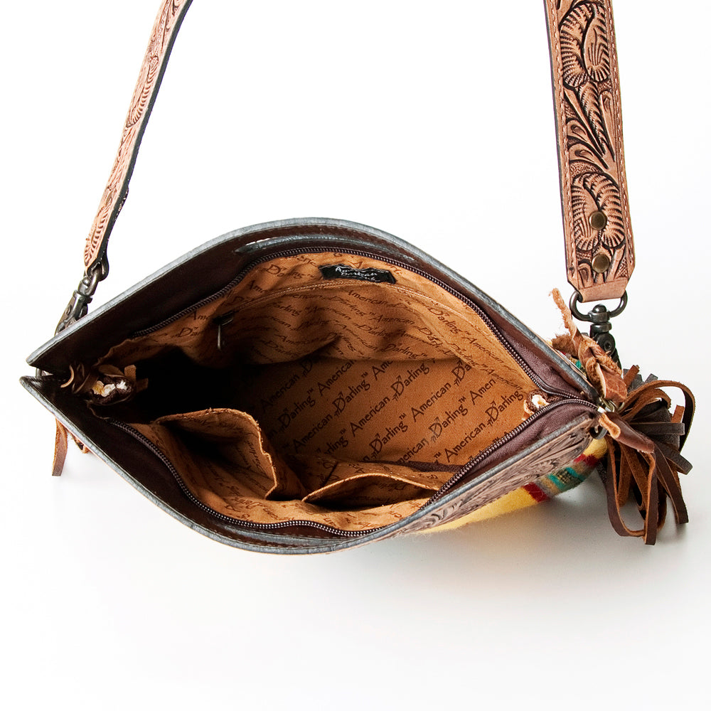 American Darling ADBG496A Genuine Leather Women's Western Handbag - Hand Tooled Saddle Blanket Clutch Purse for Cowgirl Style & Rodeo Events