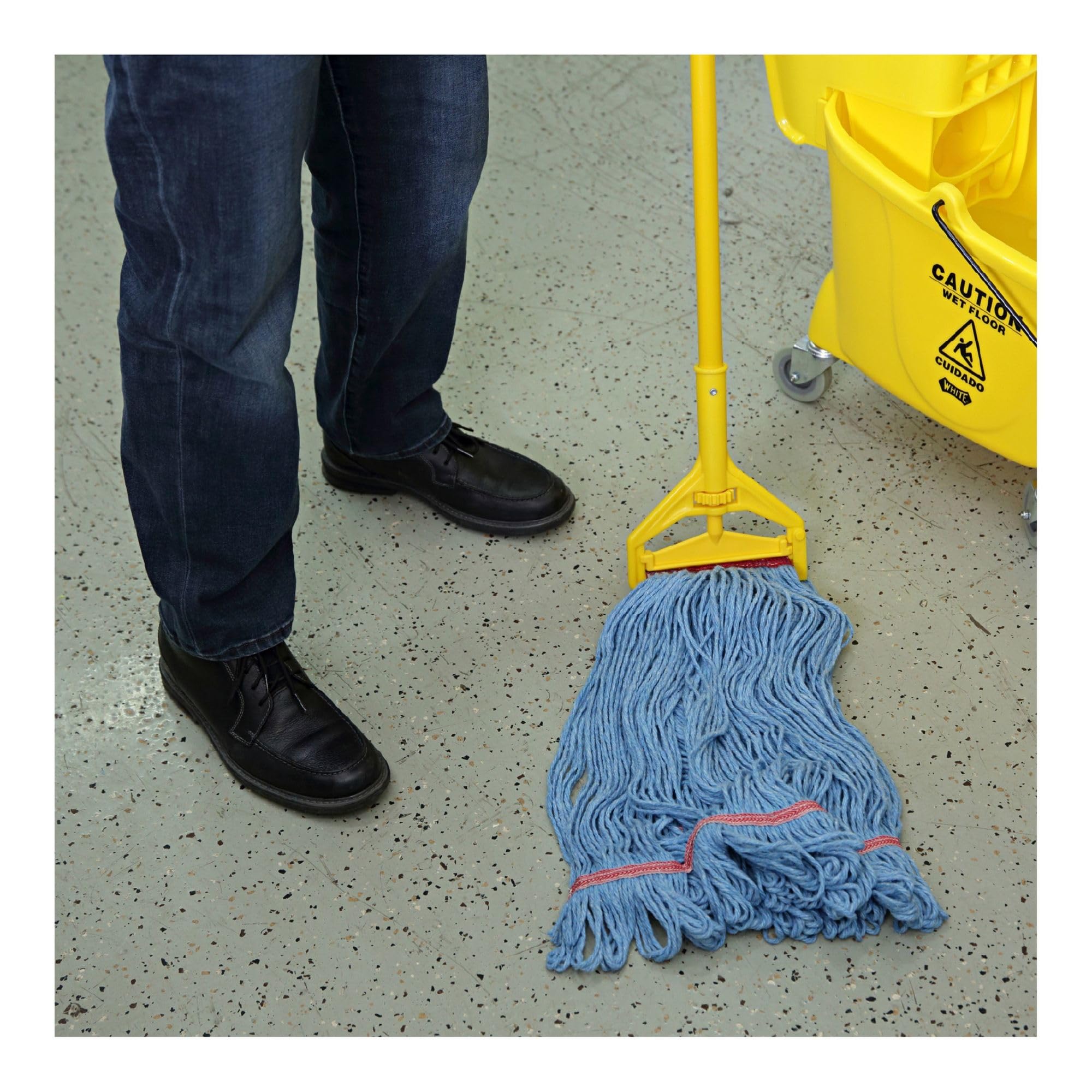 Boardwalk BWK503BLNB 1 Inch Super Loop Cotton/Synthetic Fiber Wet Mop Head - Large, Blue (12/Carton) - Heavy Duty Commercial Cleaning for Floors, Kitchens & Hospitals