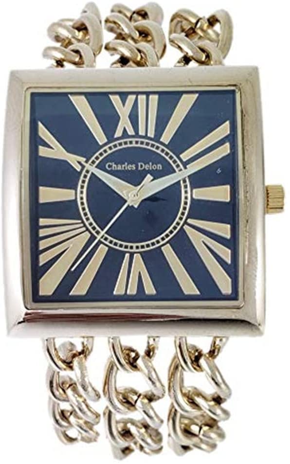 Charles Delon Women's Watches 4397 - Stainless Steel Square Quartz Watch for Women, Elegant Dress Watch for Business, Party & Everyday Wear