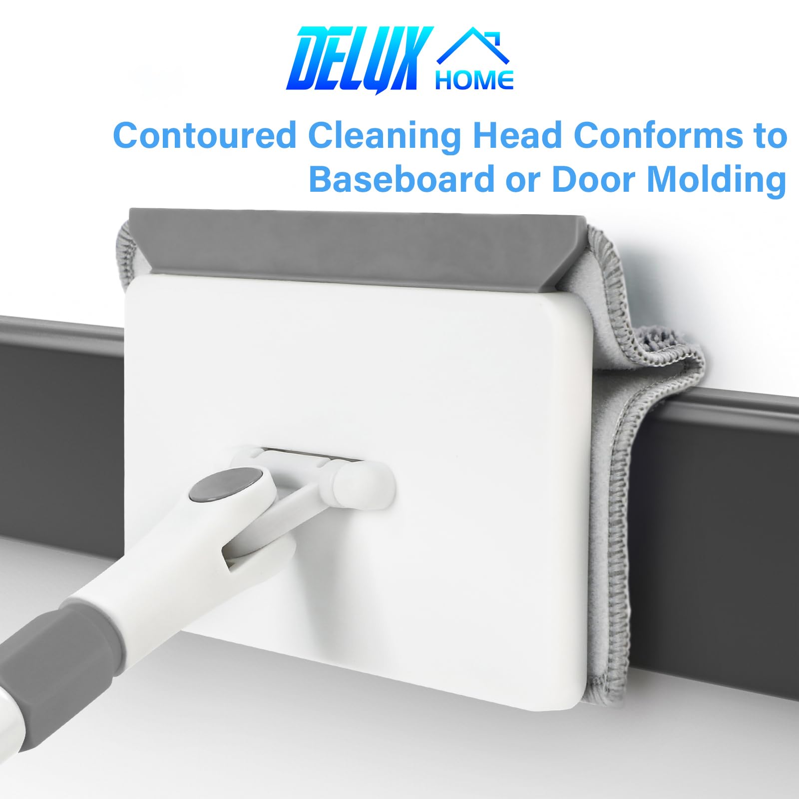 Deluxe Extendable Baseboard Cleaner with Long Handle - 4 Reusable Cleaning Pads for Walls, Ceilings, Floors - Perfect for Bathroom, Kitchen & Shower Cleaning - Multi-Surface Cleaning Tool for Home & Office