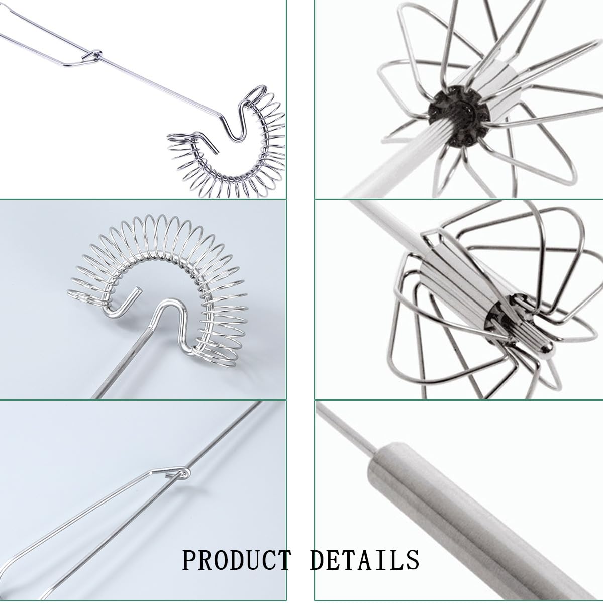 3-Piece Stainless Steel Egg Whisk Set - Small Hand Whisk, Flat Spring Coil Whisk & Scandinavian Whisk - Perfect for Baking, Mixing Eggs, Frothing Milk, Whipping Cream - Ideal for Kitchen, Coffee Shop & Home Baking (10 Inch)