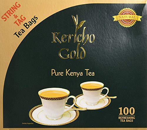 Kericho Gold Kenyan Black Tea Bags - Premium Loose Leaf Tea in String Bags (Pack of 2) - Perfect for Afternoon Tea & Office Brewing