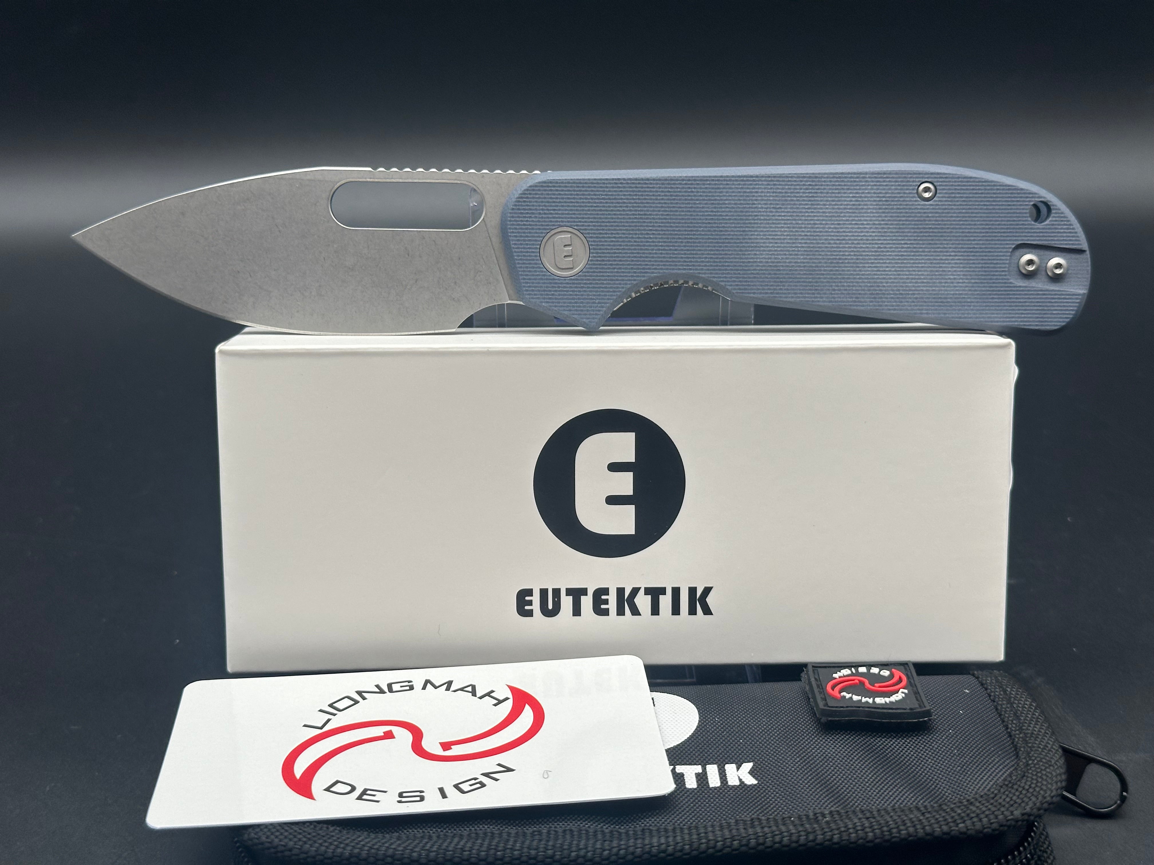 Eutektik EFD Blue Denim Stonewashed Pocket Knife with LTK Koozie, Patch & Sticker Set - Perfect for Camping, Hiking and Outdoor Adventures